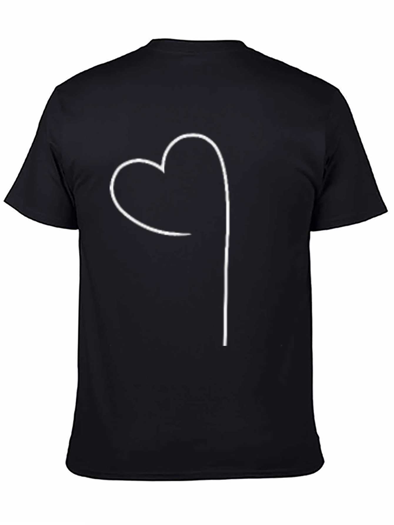 Modern Heart Line Art Black T-Shirt
