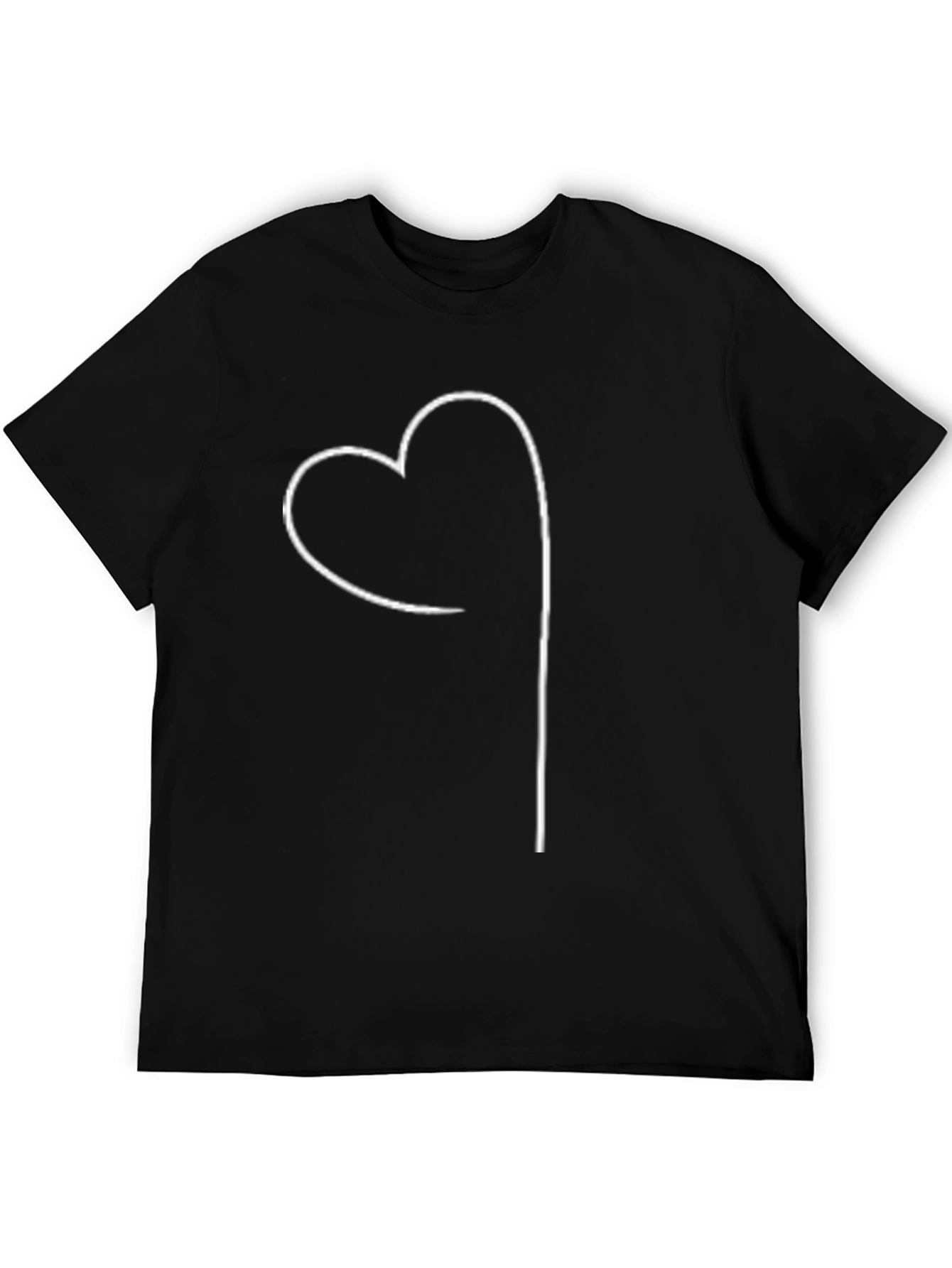 Modern Heart Line Art Black T-Shirt