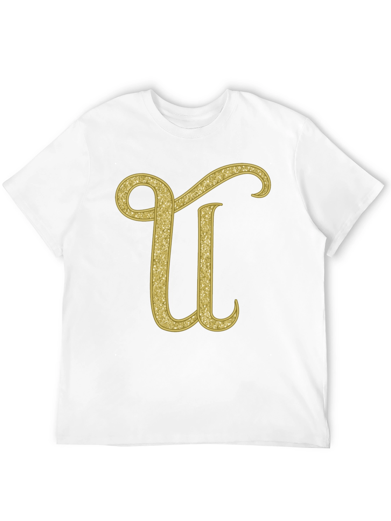 Gold Glitter Letter U T-Shirt