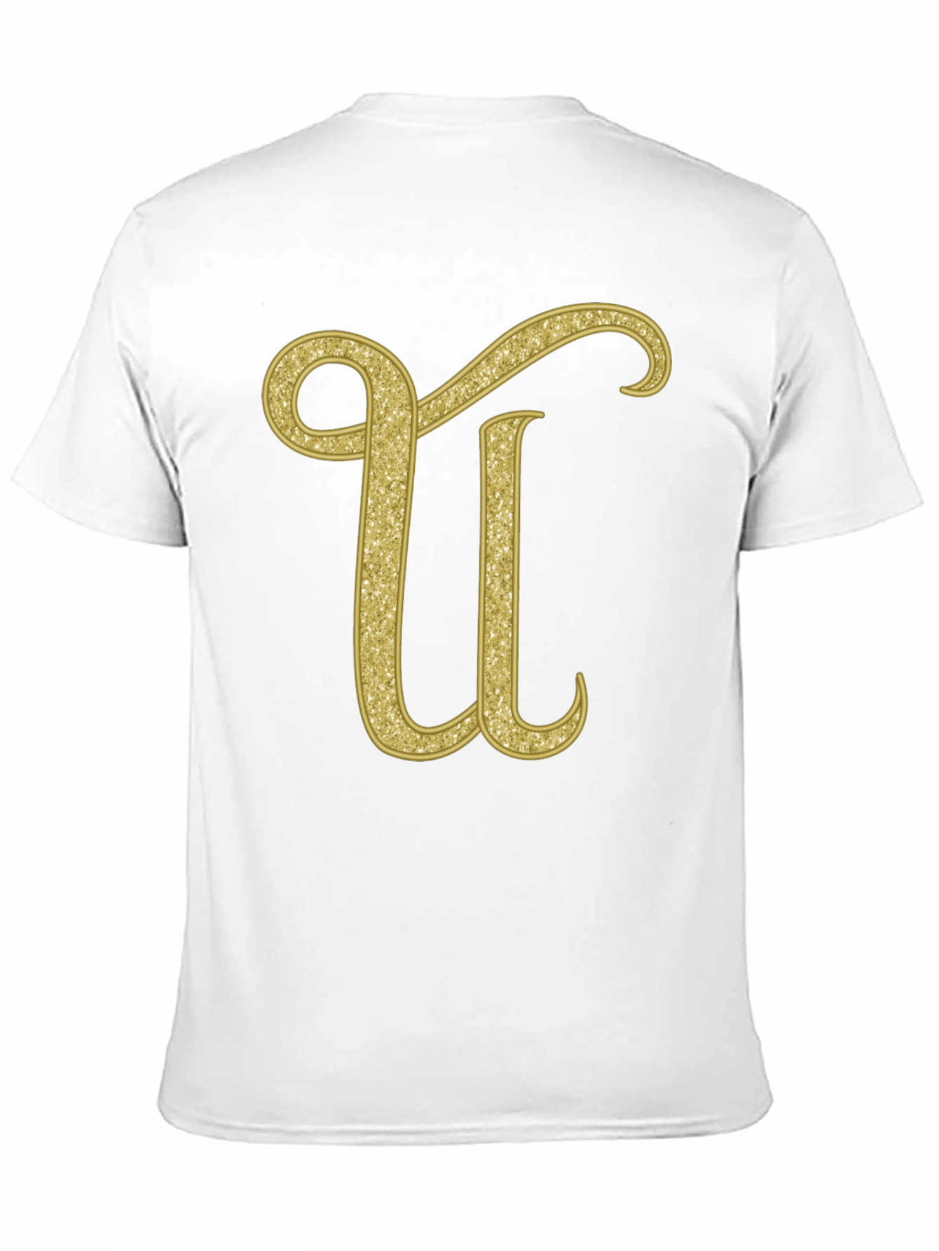 Gold Glitter Letter U T-Shirt