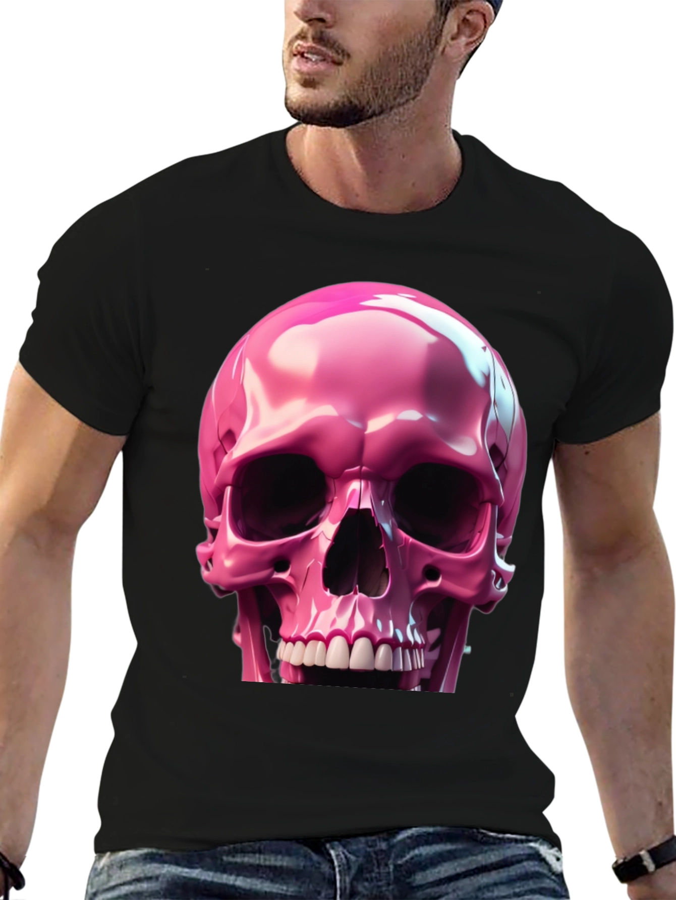 Pink Skull Graphic T-Shirt