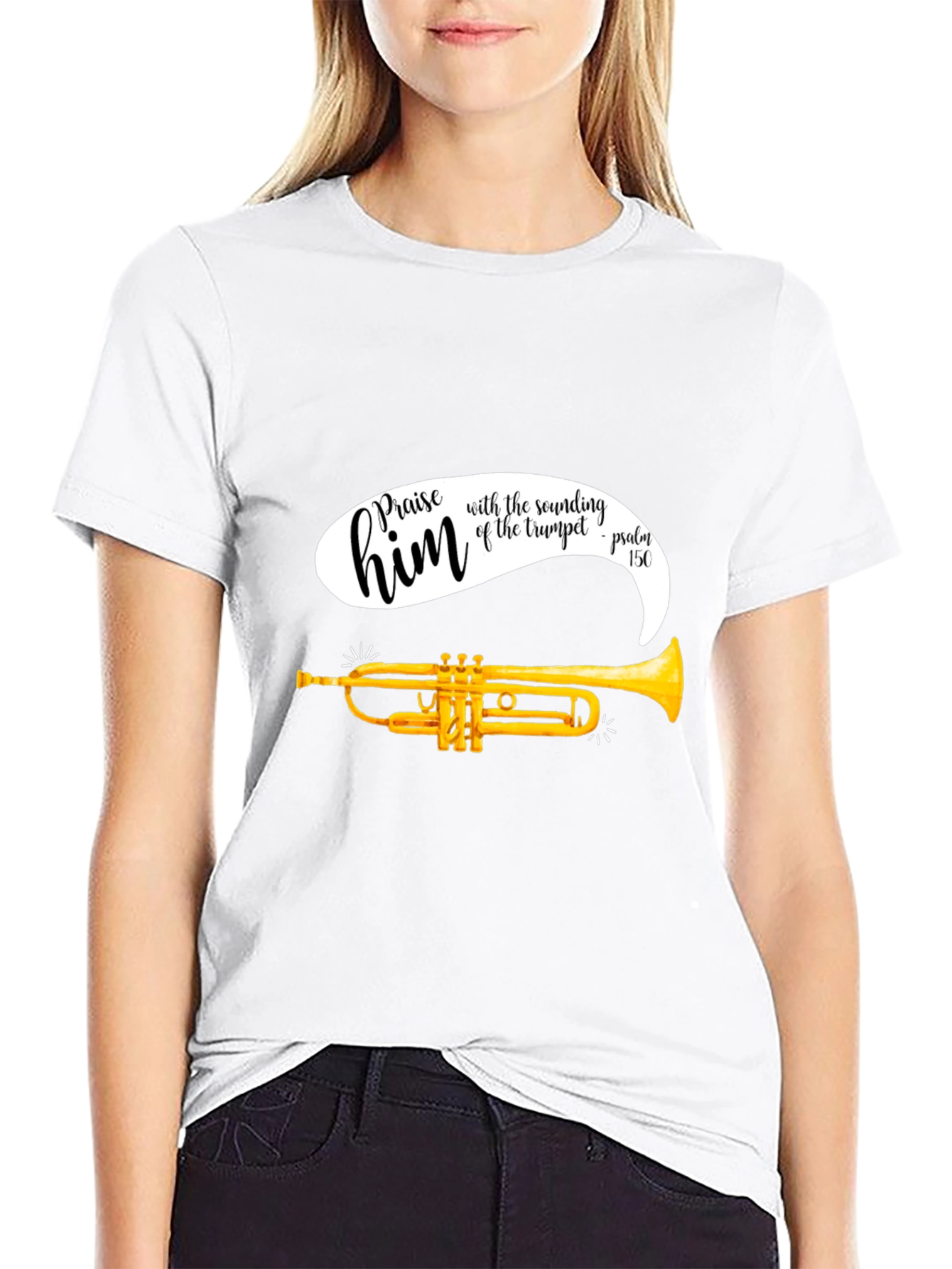 Praise Him Trumpet T-Shirt - Religious Music Tee