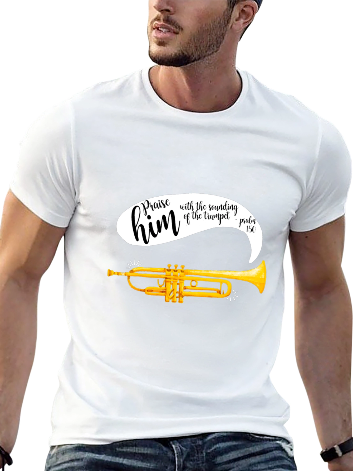 Praise Him Trumpet T-Shirt - Religious Music Tee