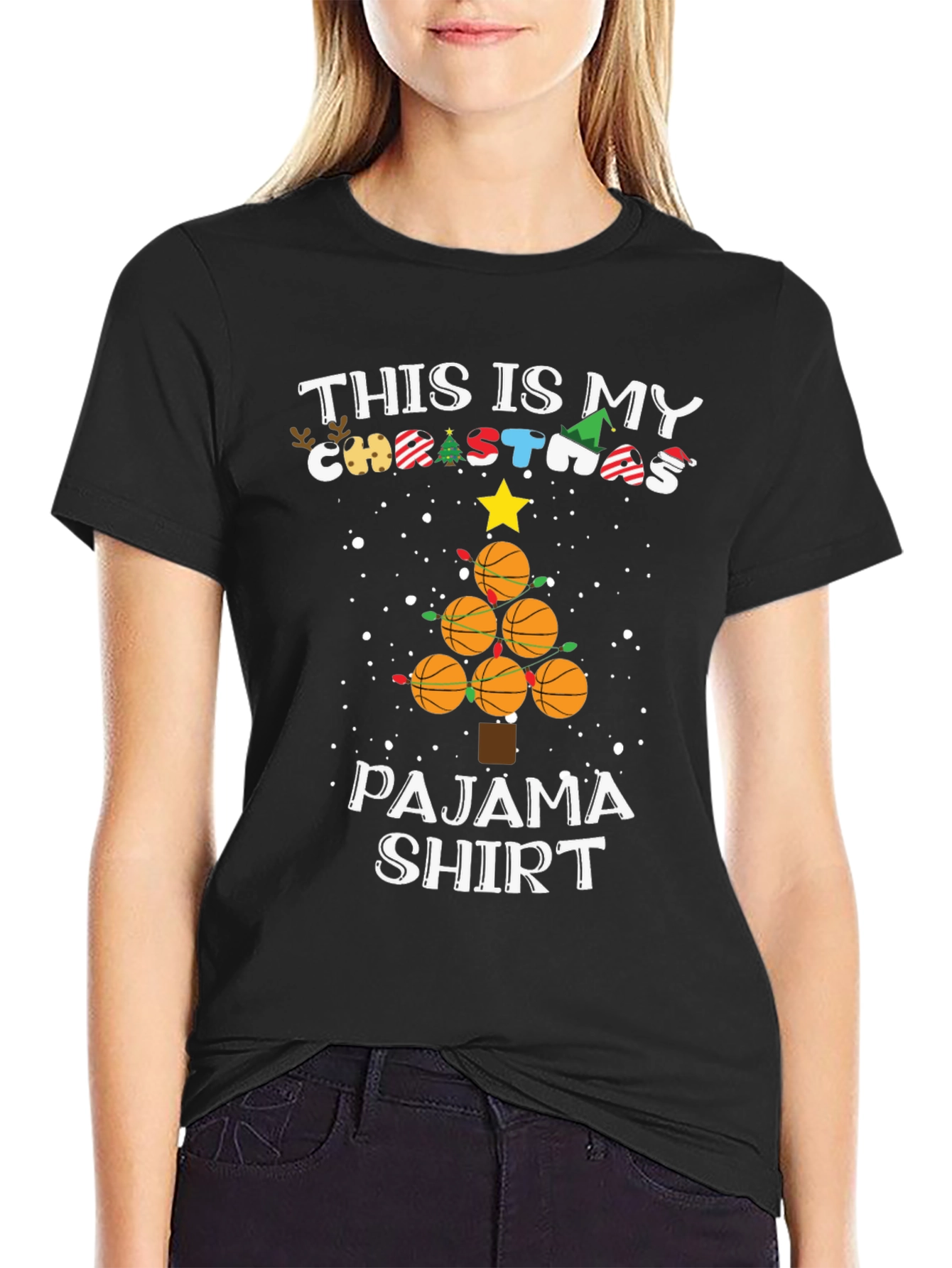 Basketball Christmas Pajama Shirt