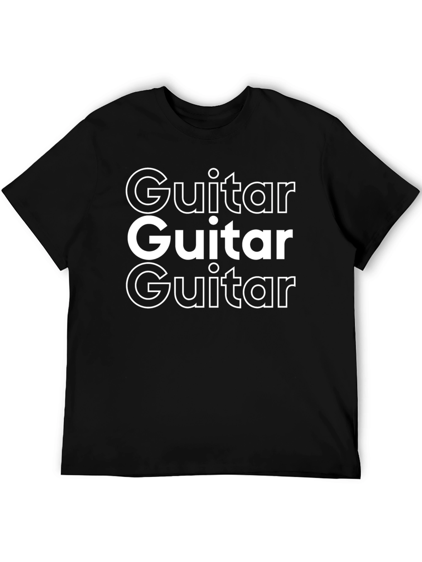 Guitar Guitar Guitar Tee - Black Cotton T-Shirt