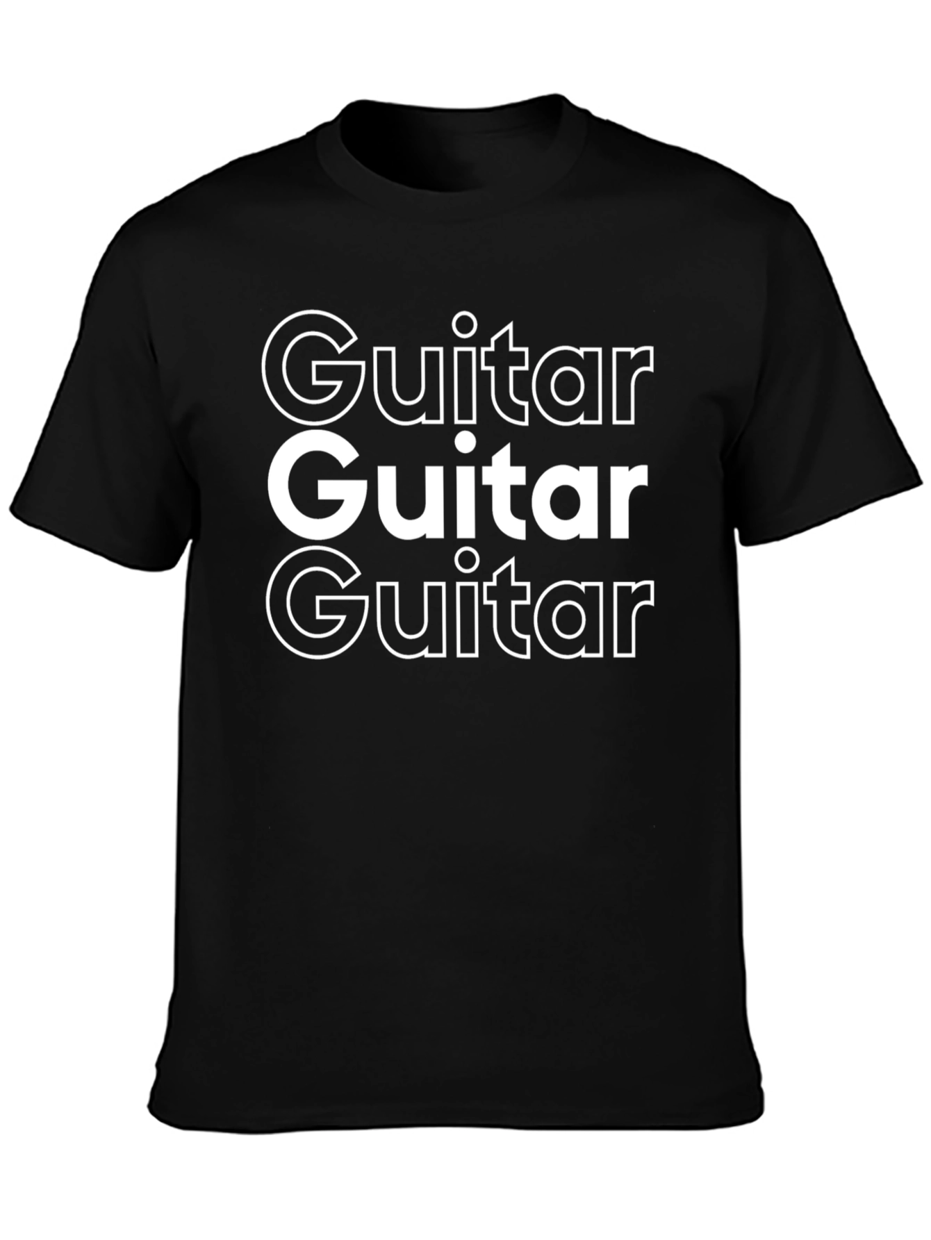 Guitar Guitar Guitar Tee - Black Cotton T-Shirt