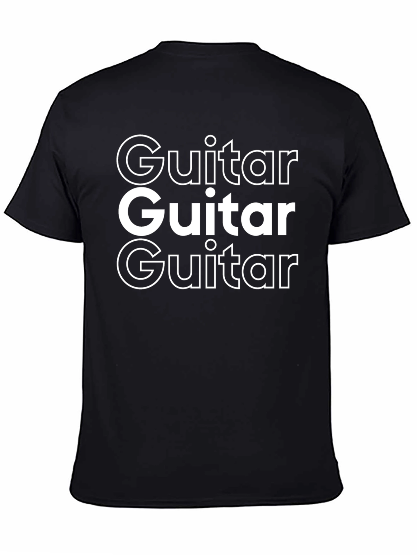 Guitar Guitar Guitar Tee - Black Cotton T-Shirt