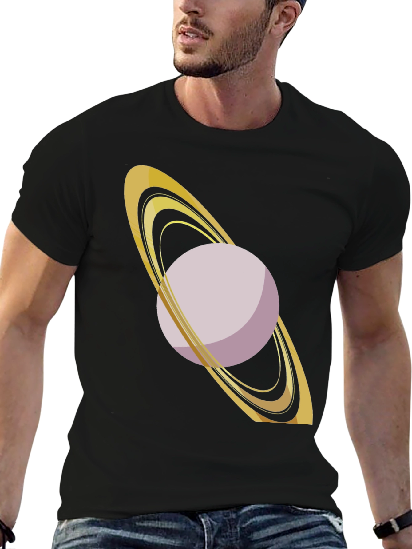 Saturn Graphic Tee - Black Cotton Blend