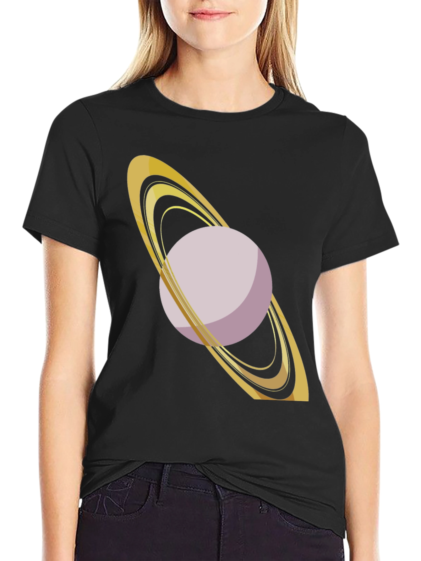 Saturn Graphic Tee - Black Cotton Blend