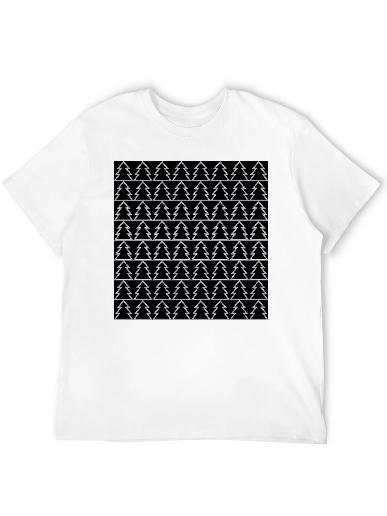 Christmas Tree Pattern Black T-Shirt