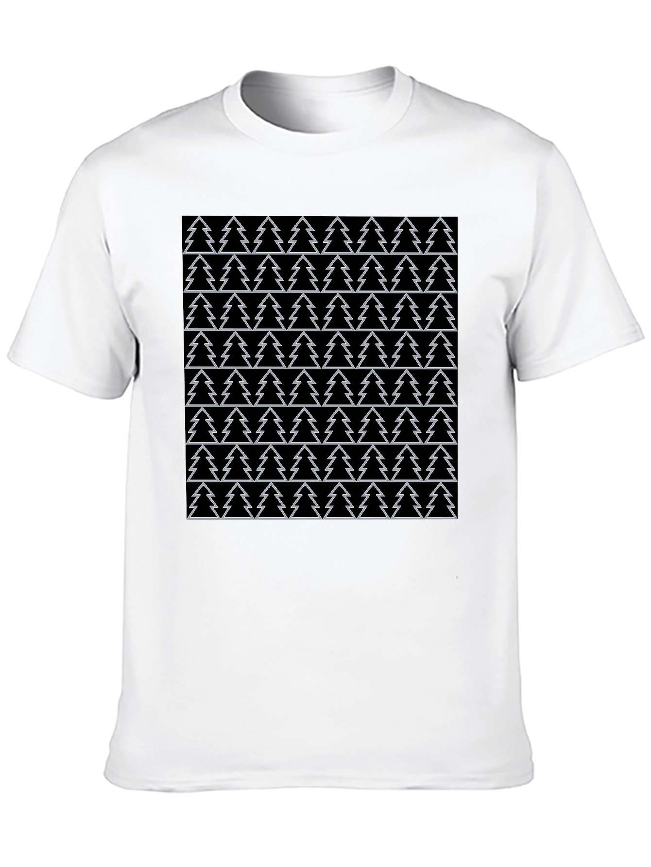 Christmas Tree Pattern Black T-Shirt