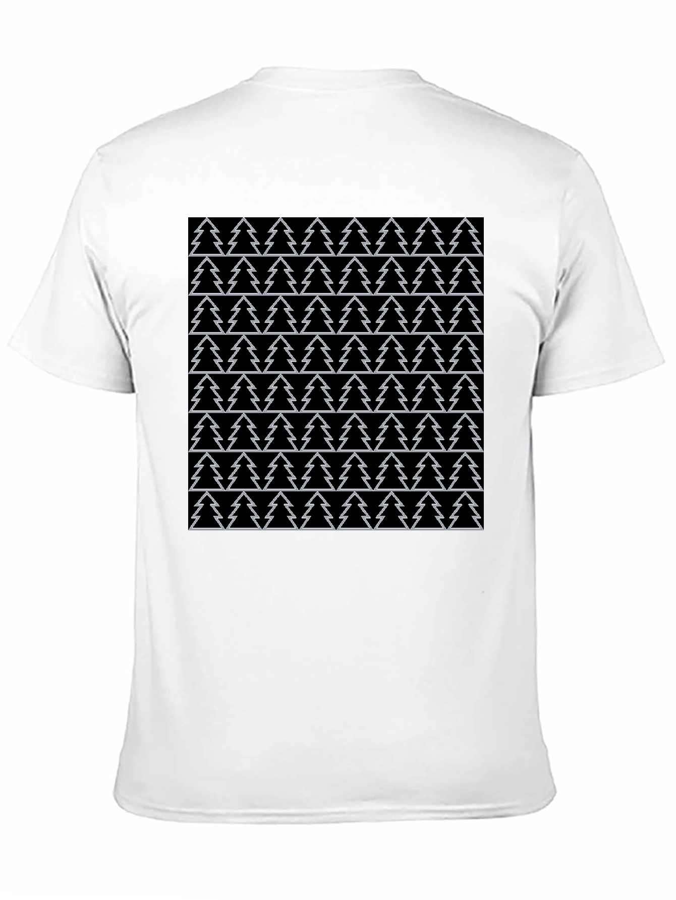 Christmas Tree Pattern Black T-Shirt