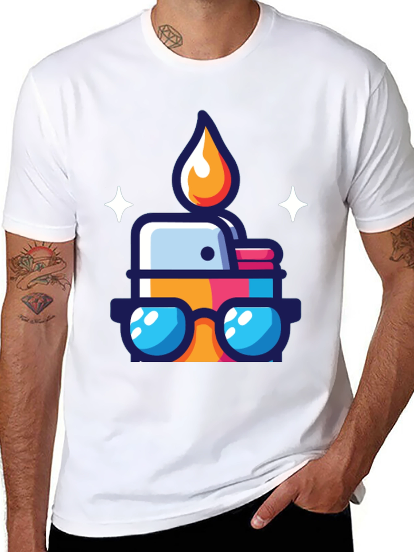 Cool Cartoon Lighter Graphic Tee - Black