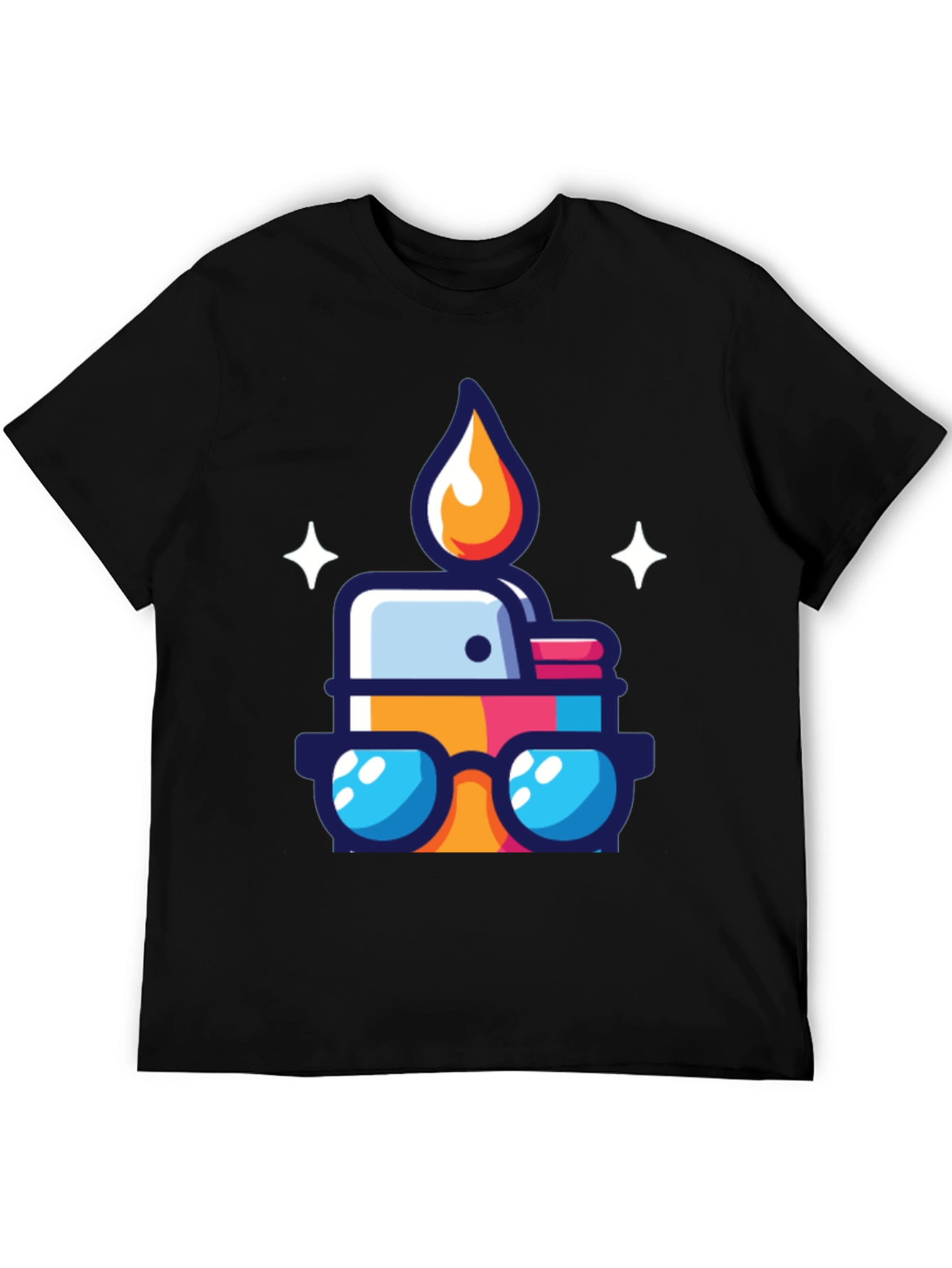Cool Cartoon Lighter Graphic Tee - Black