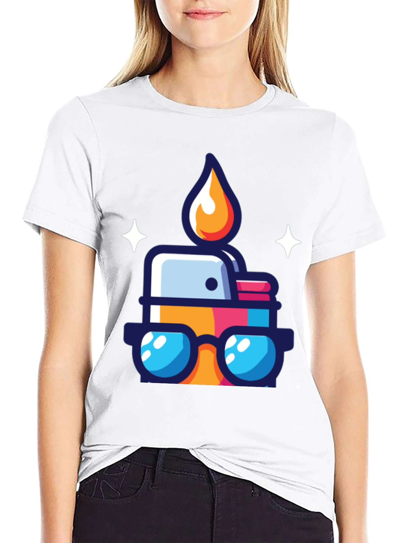 Cool Cartoon Lighter Graphic Tee - Black