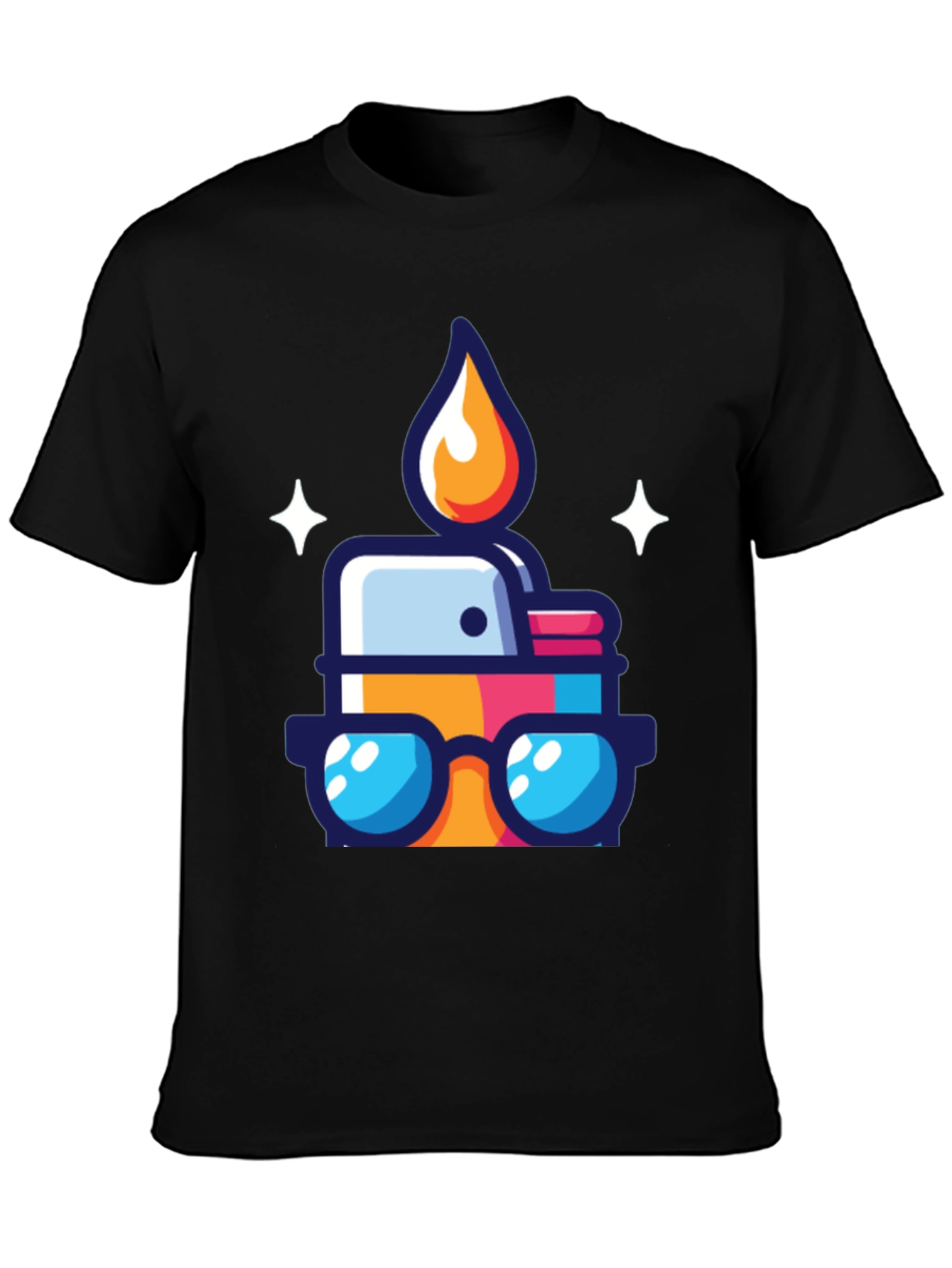 Cool Cartoon Lighter Graphic Tee - Black
