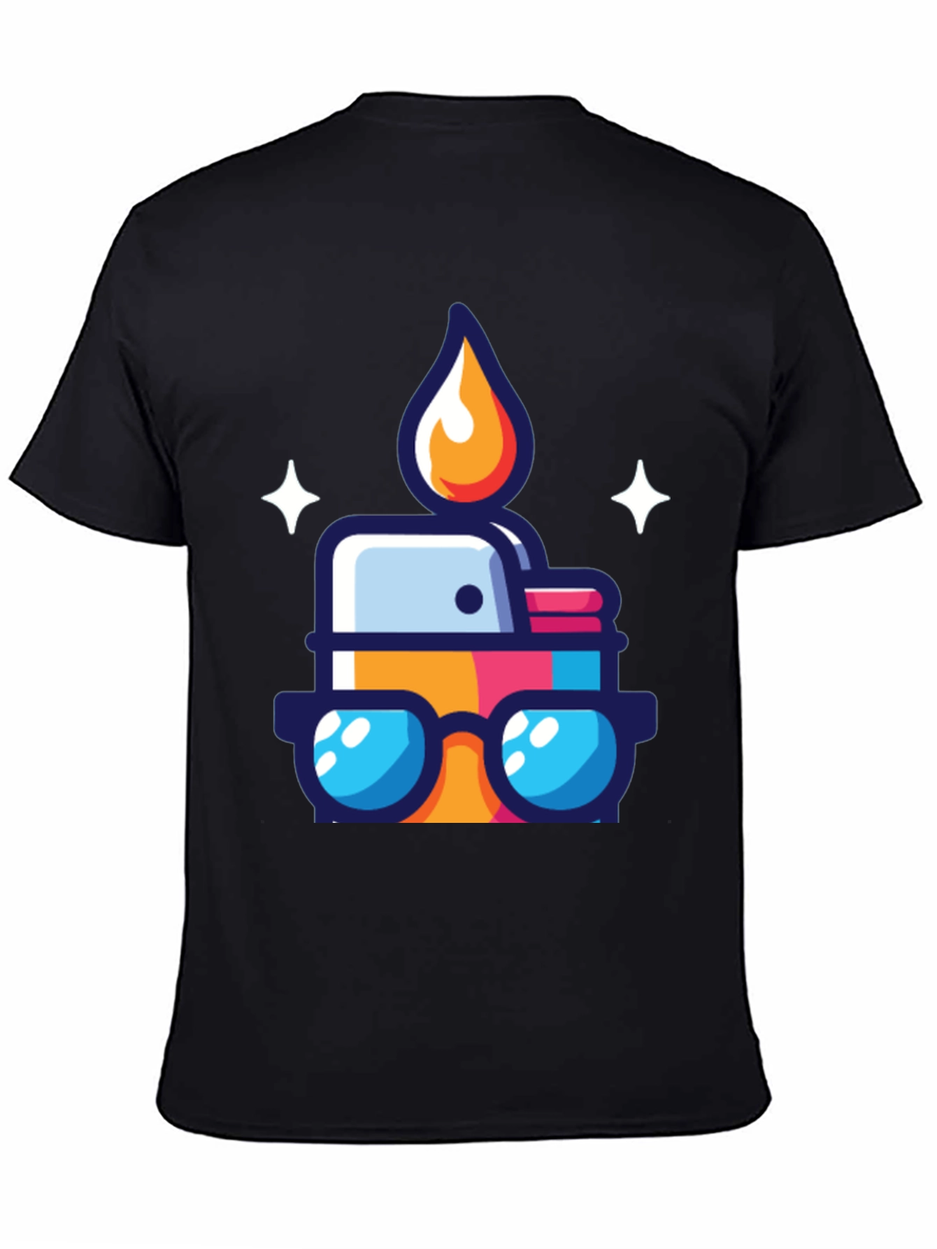 Cool Cartoon Lighter Graphic Tee - Black