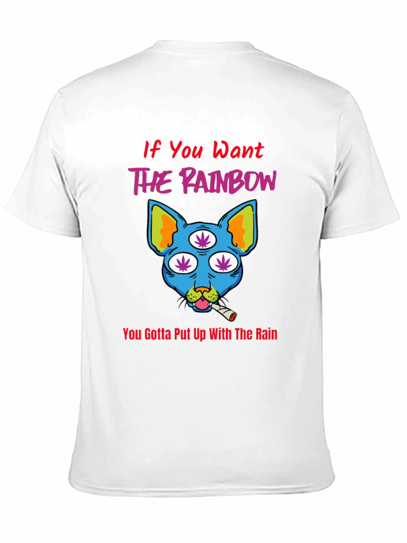 Rainbow Weed Cat Graphic T-Shirt