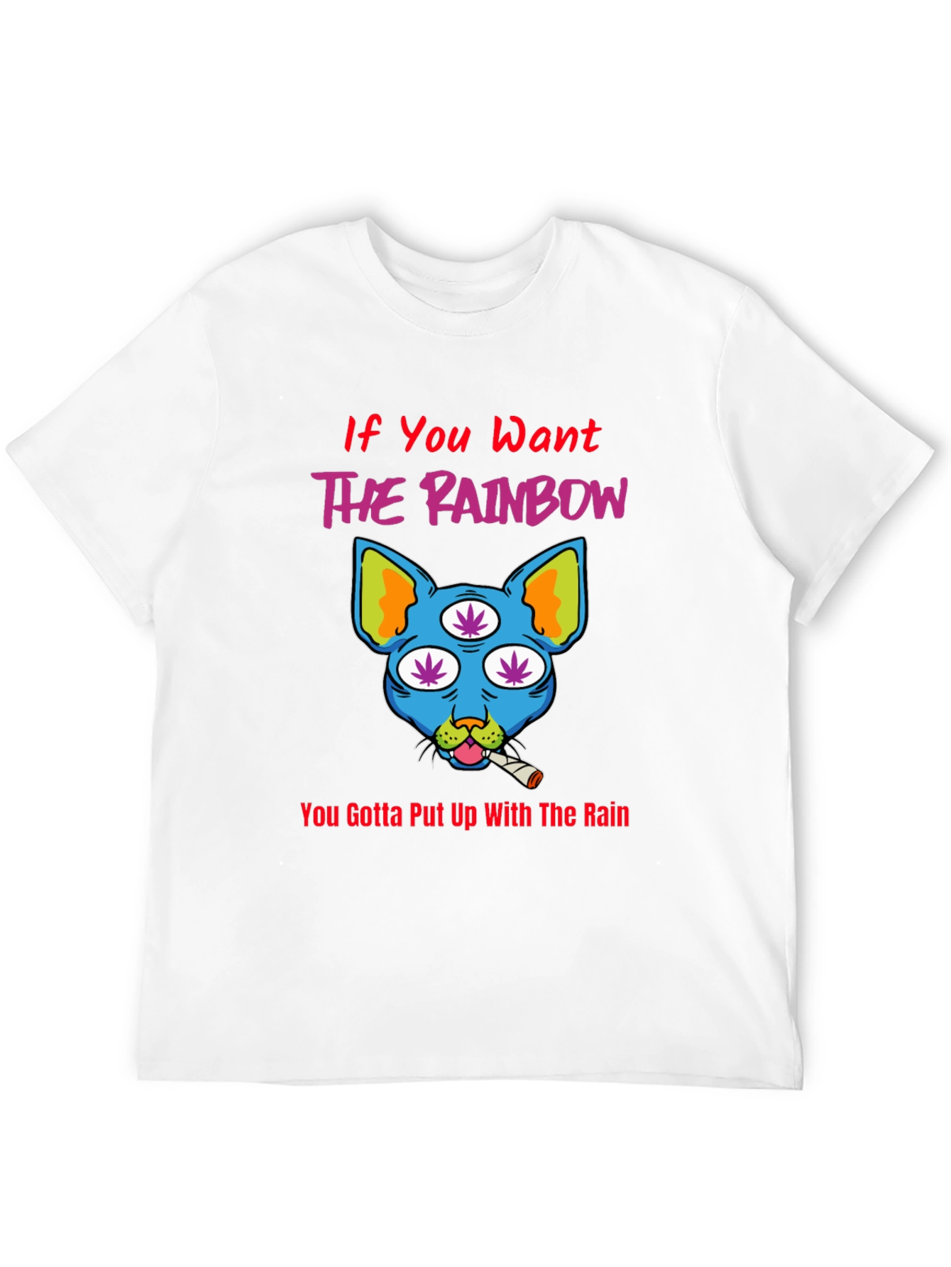 Rainbow Weed Cat Graphic T-Shirt