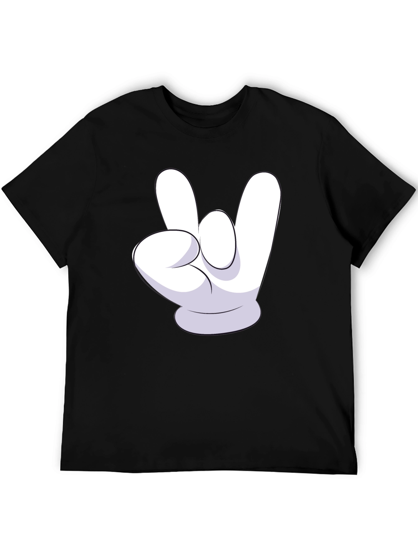 Rock On Mickey Mouse Hand Black T-Shirt