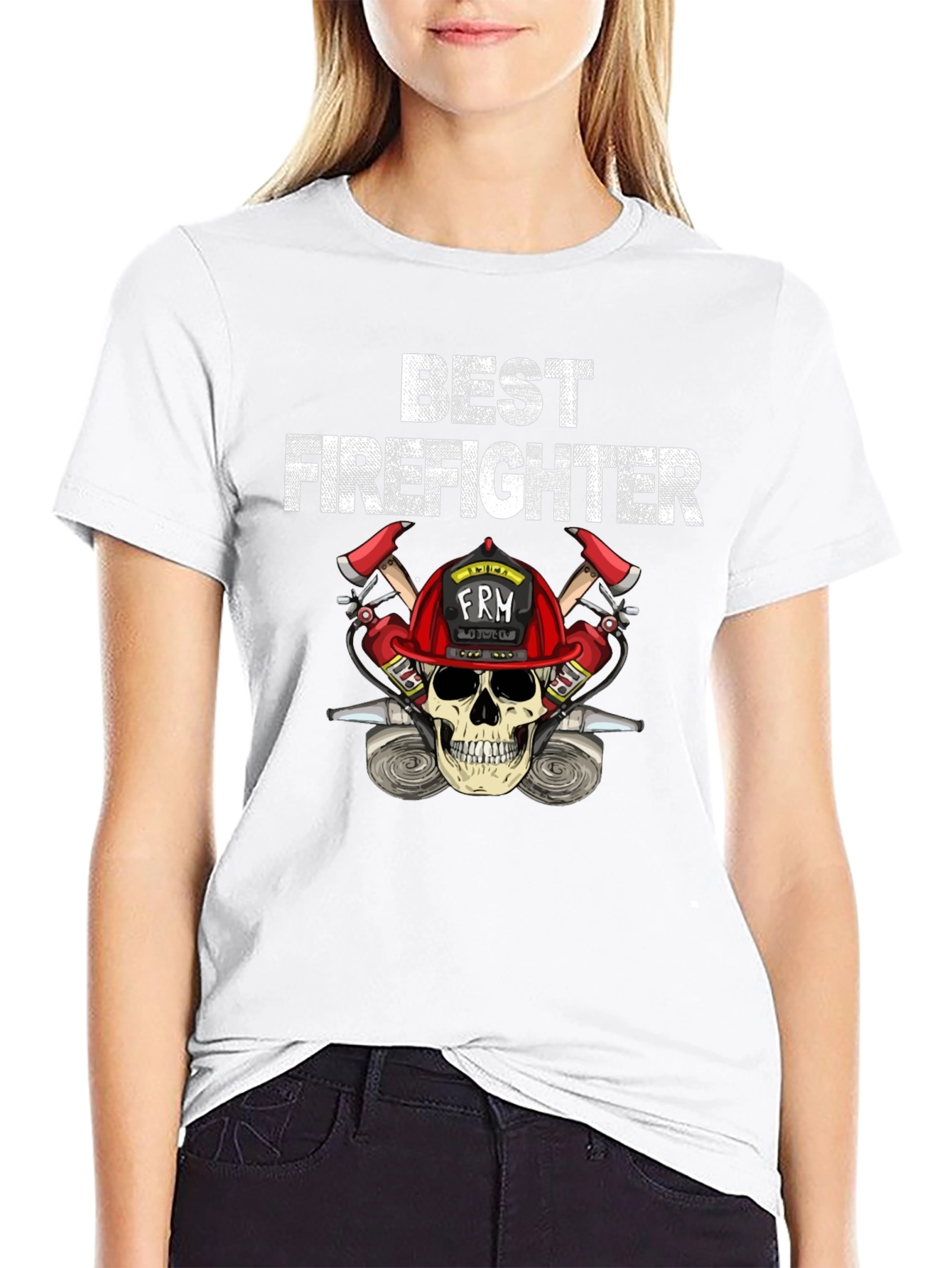 Best Firefighter Skull Graphic T-Shirt
