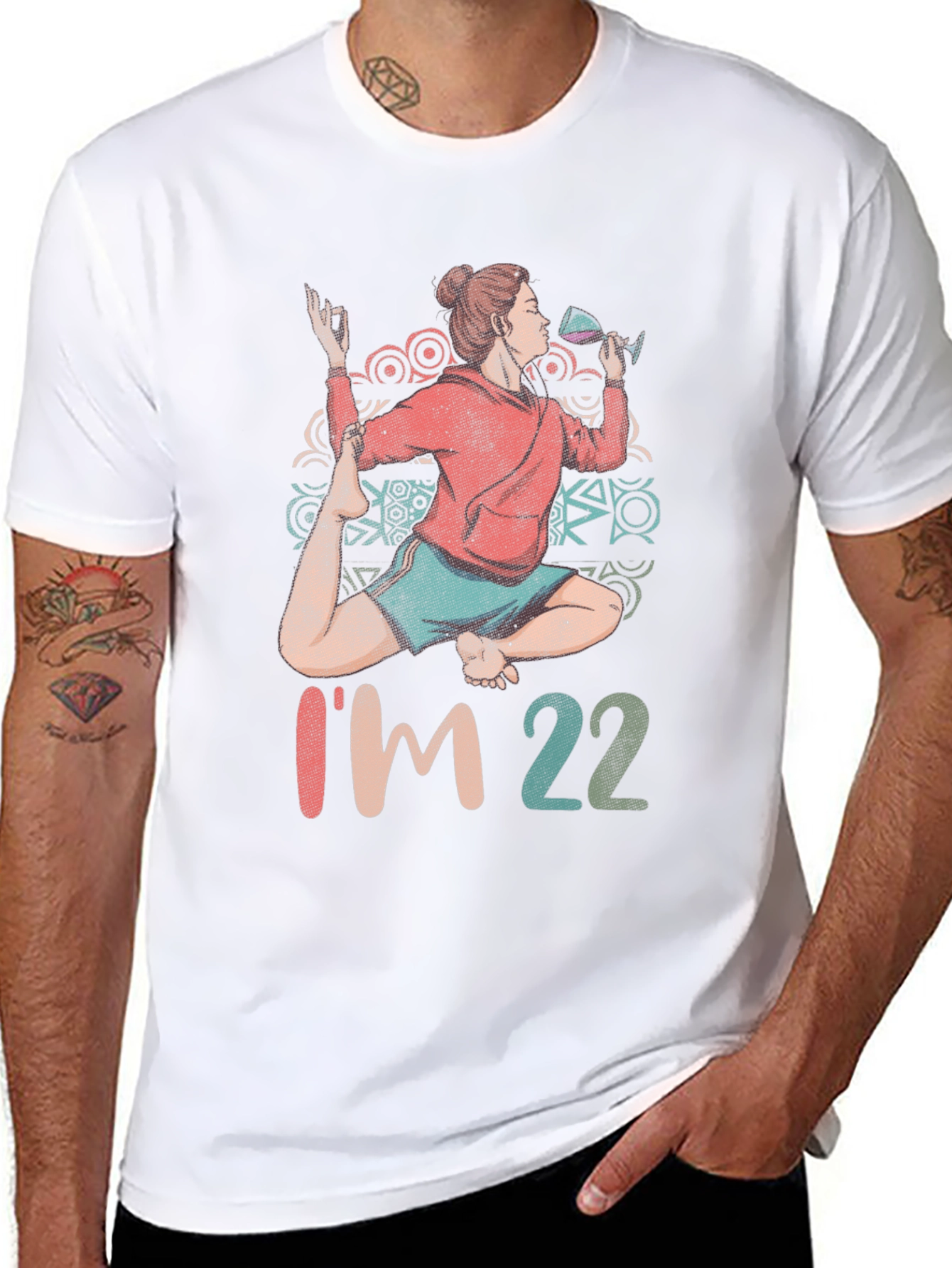 Yoga Wine 22nd Birthday Graphic T-Shirt