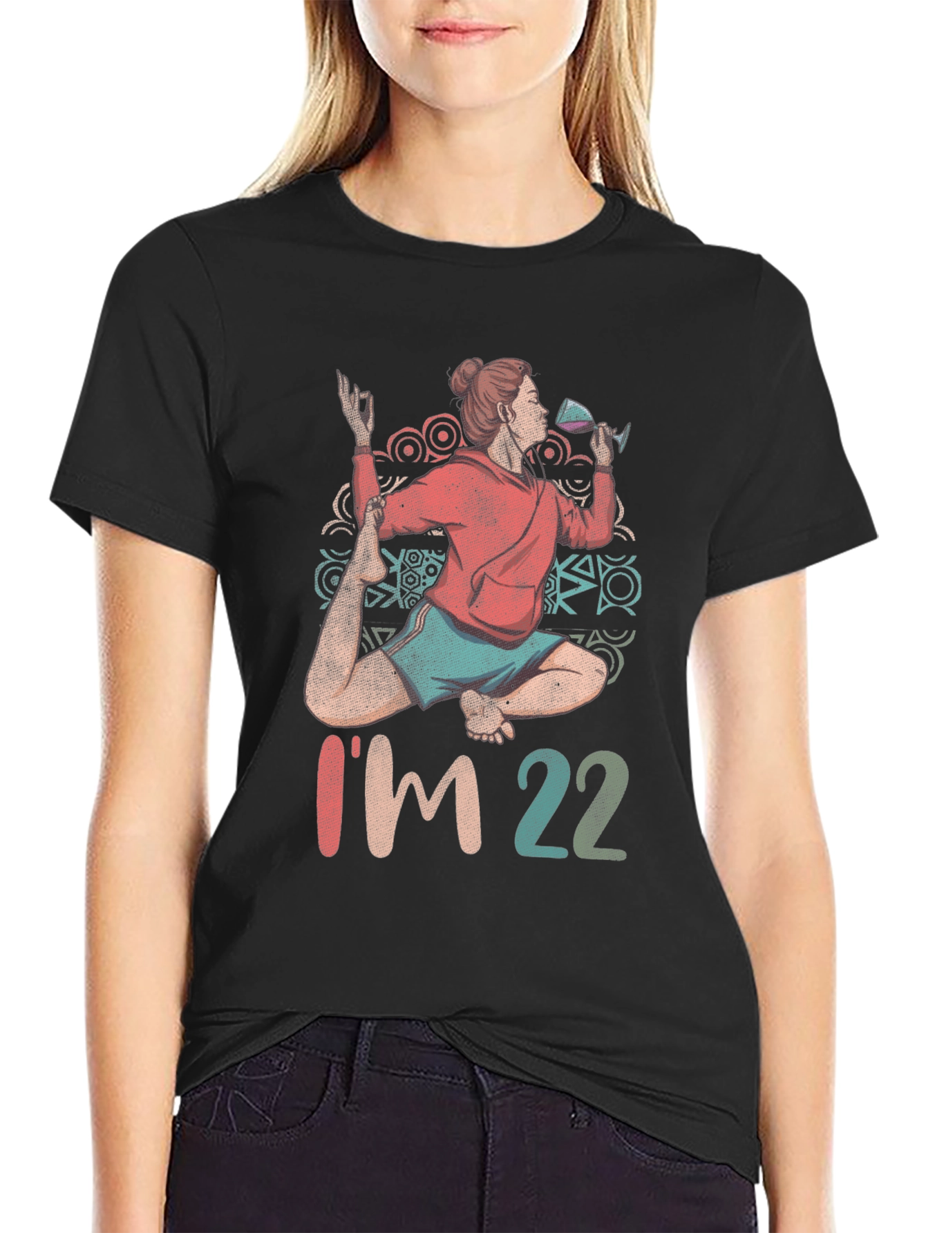 Yoga Wine 22nd Birthday Graphic T-Shirt