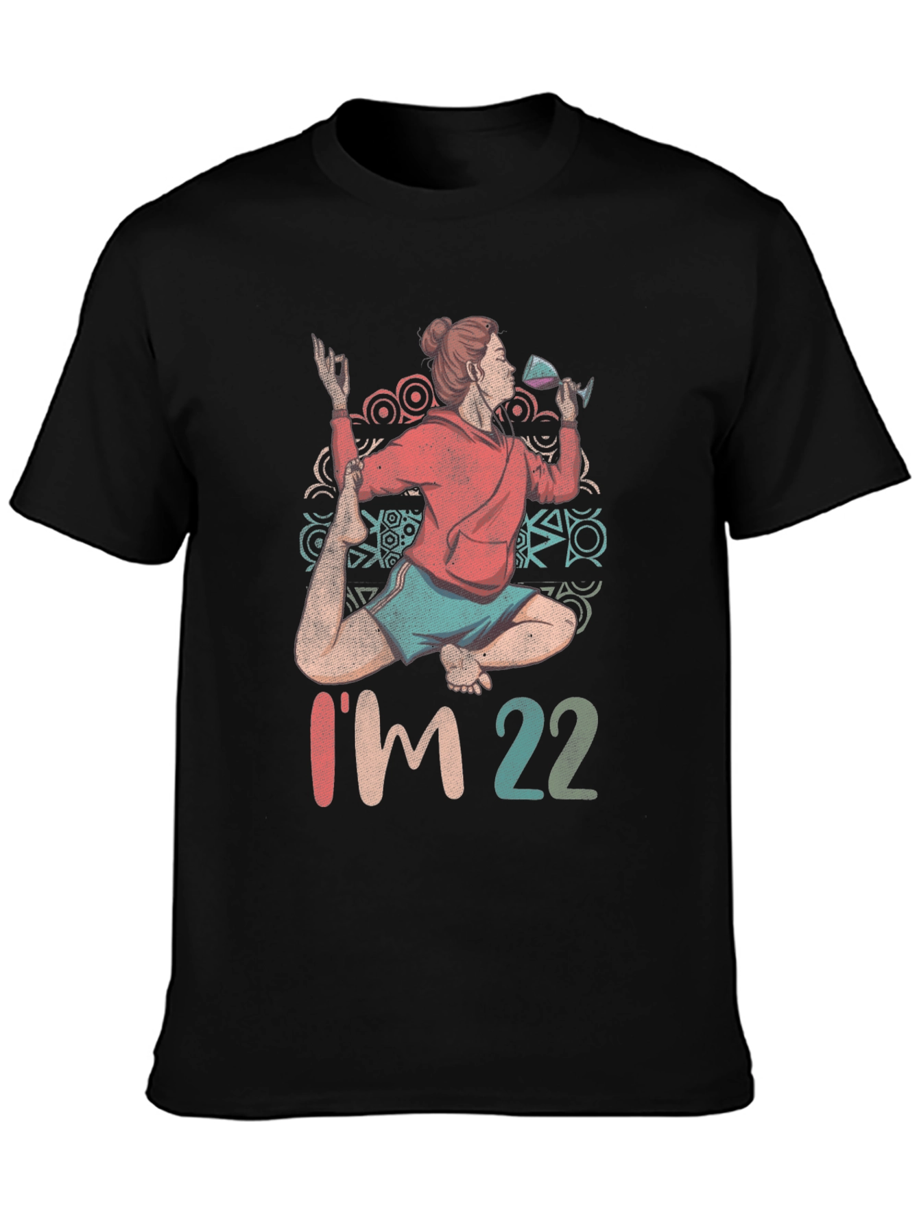 Yoga Wine 22nd Birthday Graphic T-Shirt