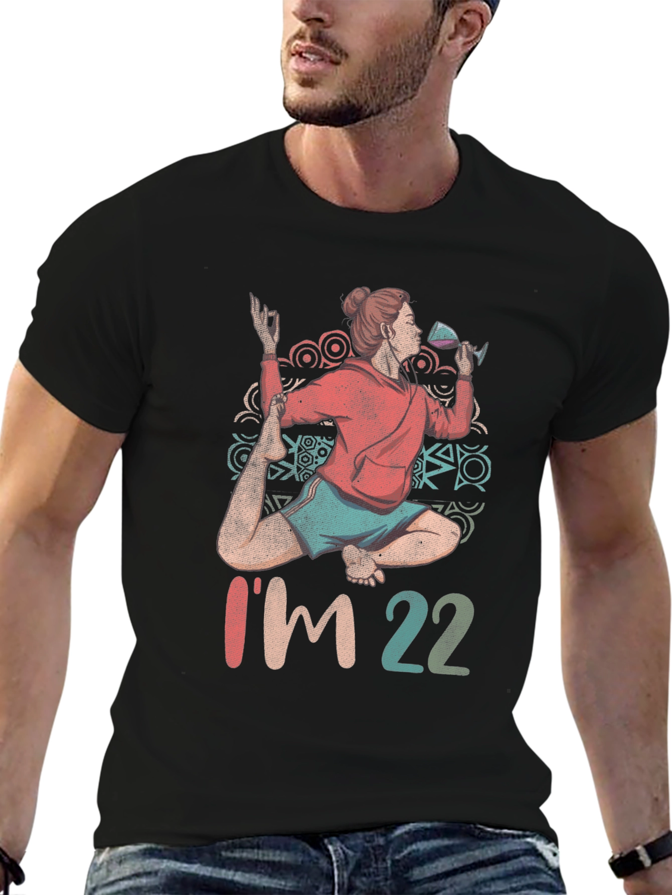 Yoga Wine 22nd Birthday Graphic T-Shirt