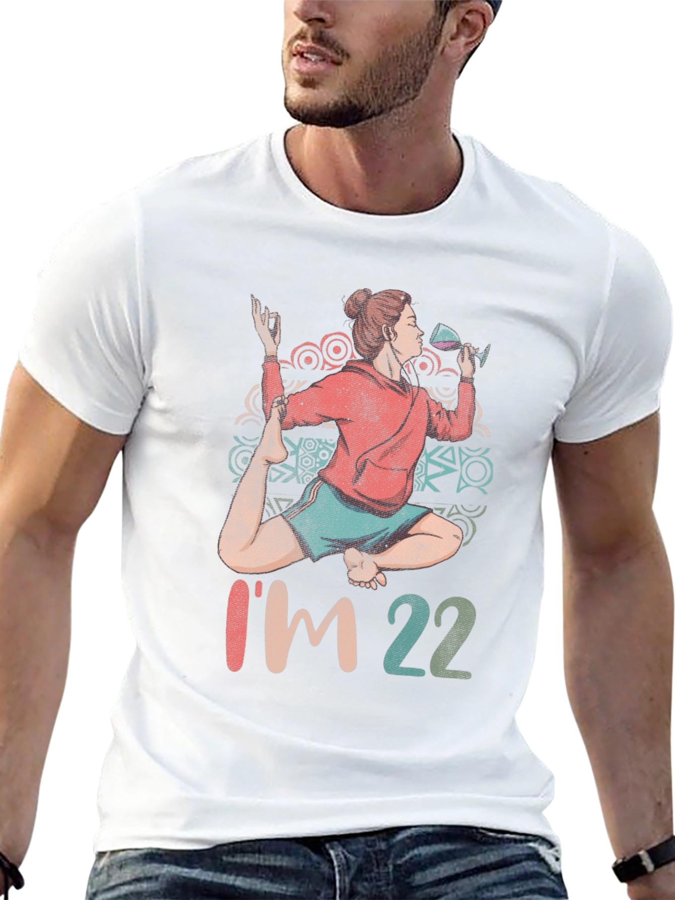 Yoga Wine 22nd Birthday Graphic T-Shirt