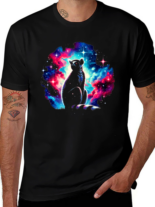 Galaxy Lemur Graphic T-Shirt - Mens Black Tee