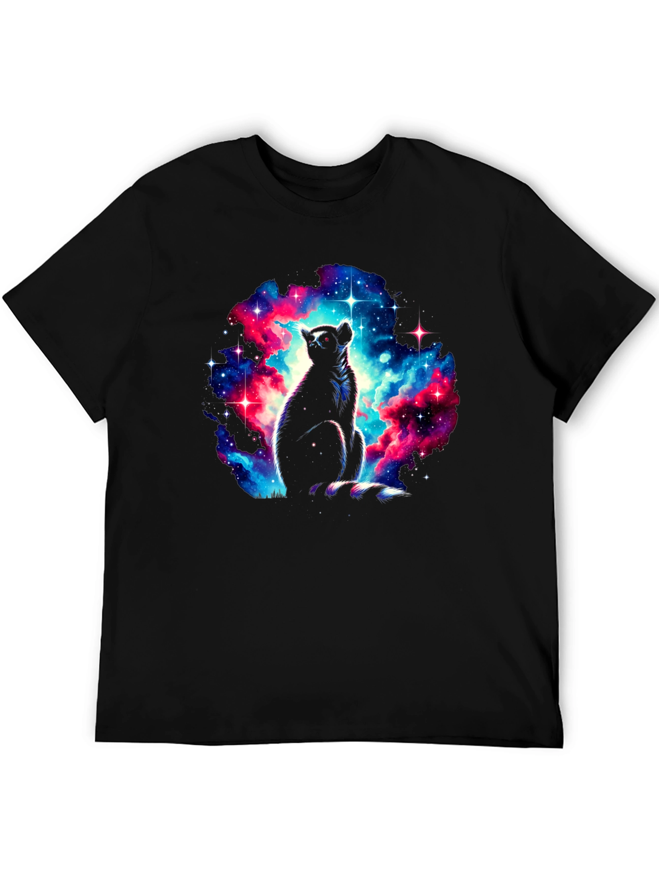 Galaxy Lemur Graphic T-Shirt - Mens Black Tee