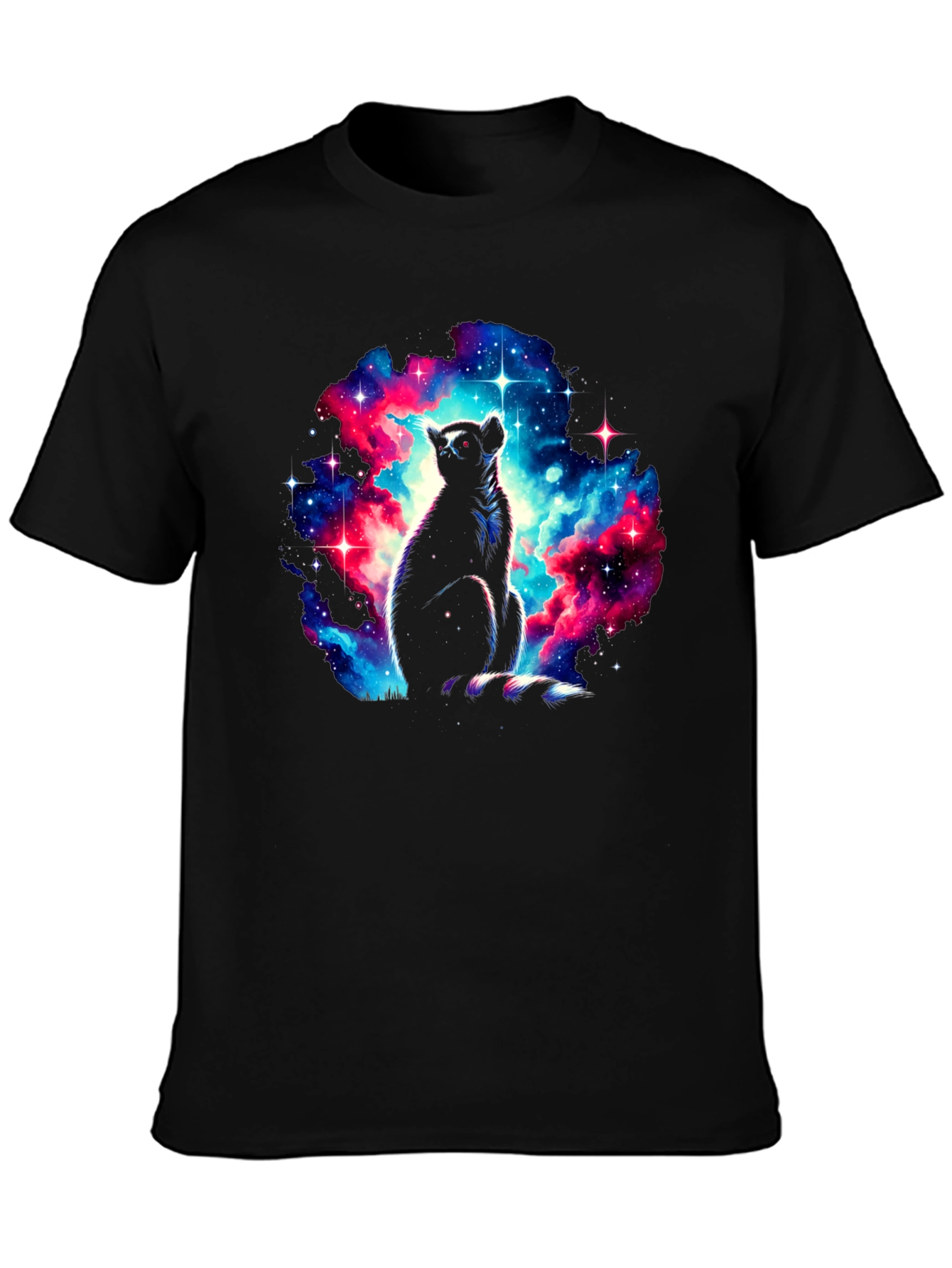 Galaxy Lemur Graphic T-Shirt - Mens Black Tee