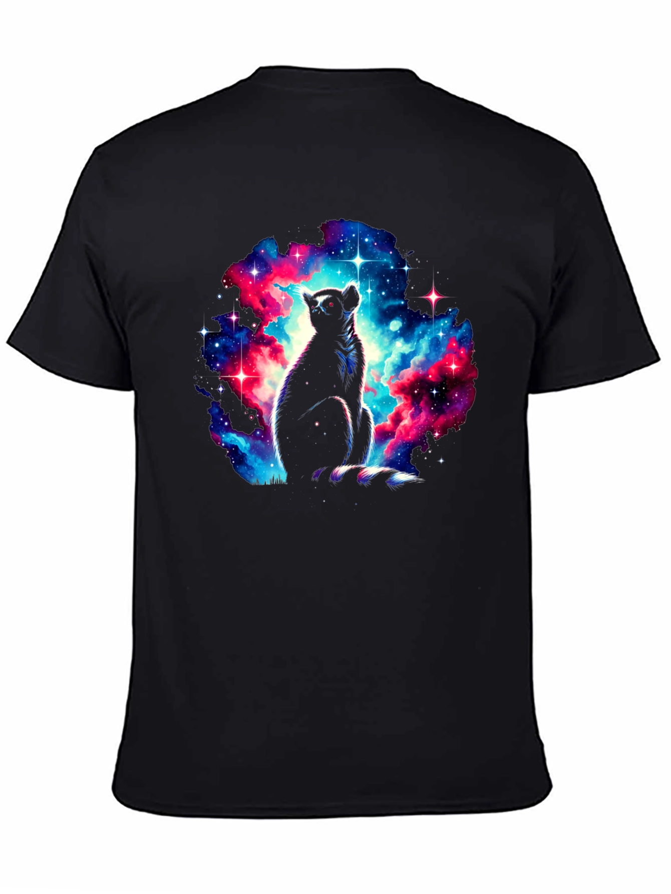 Galaxy Lemur Graphic T-Shirt - Mens Black Tee