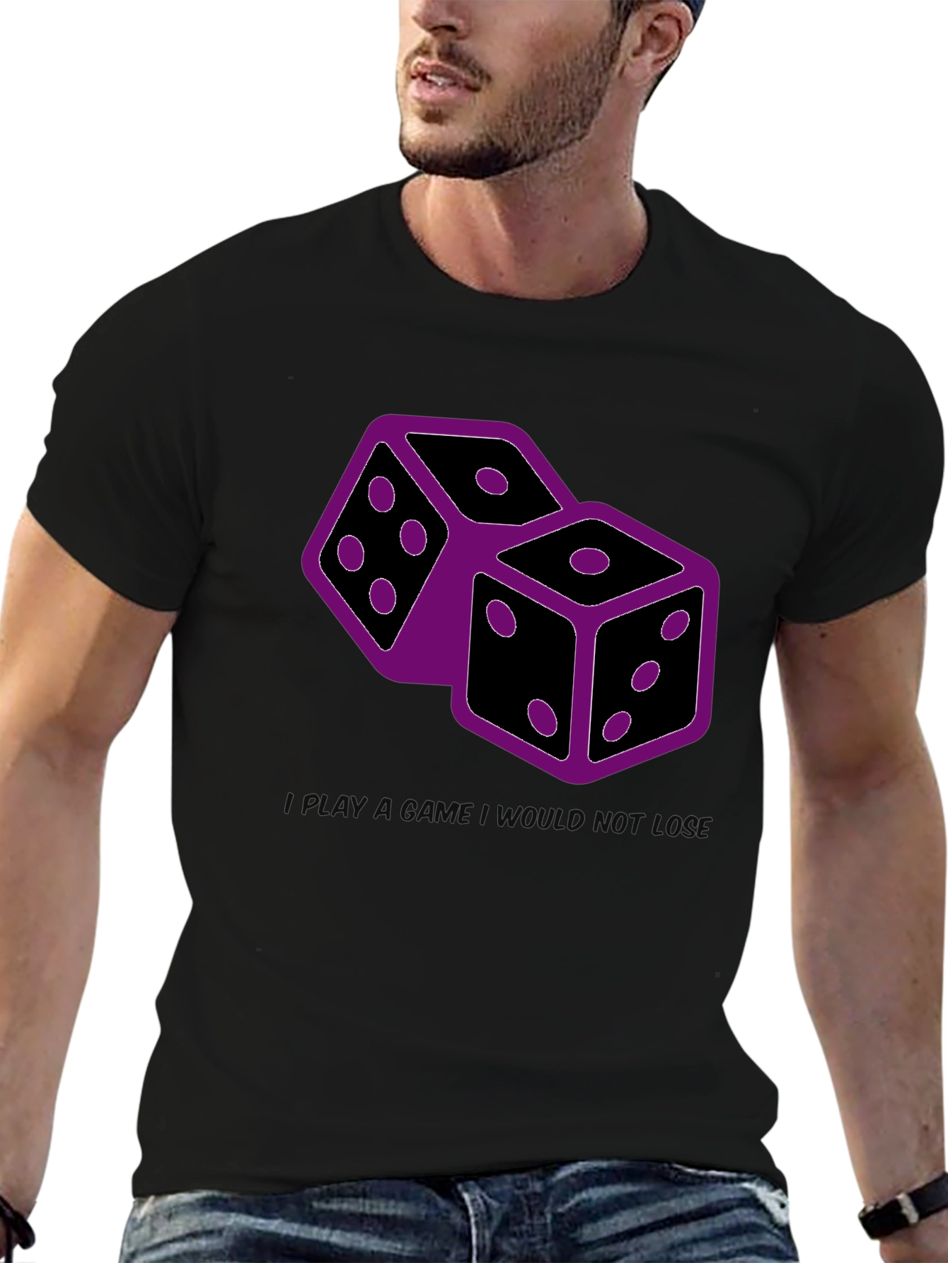Dice Graphic Print Tee - Black Casual T-Shirt