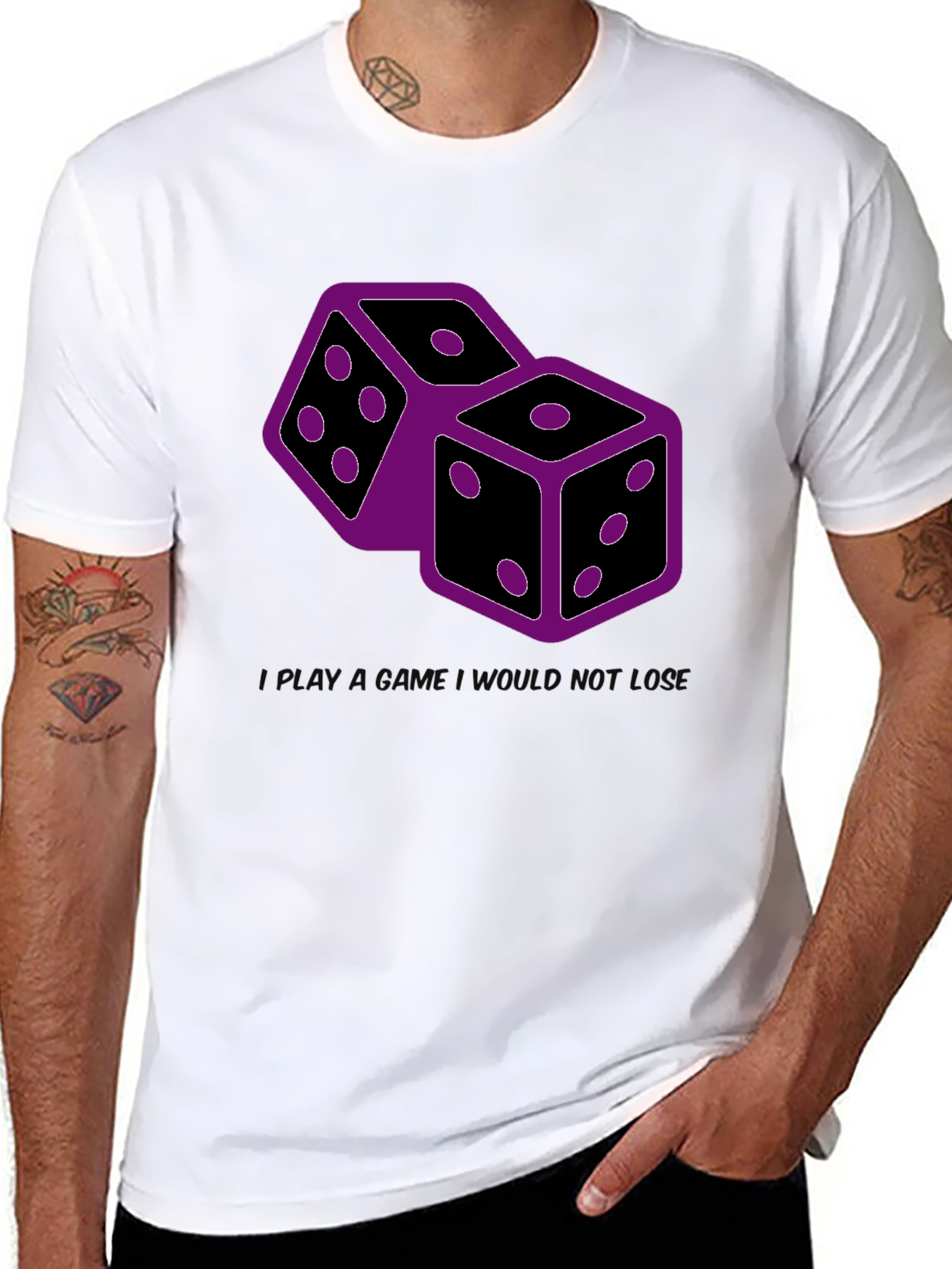 Dice Graphic Print Tee - Black Casual T-Shirt