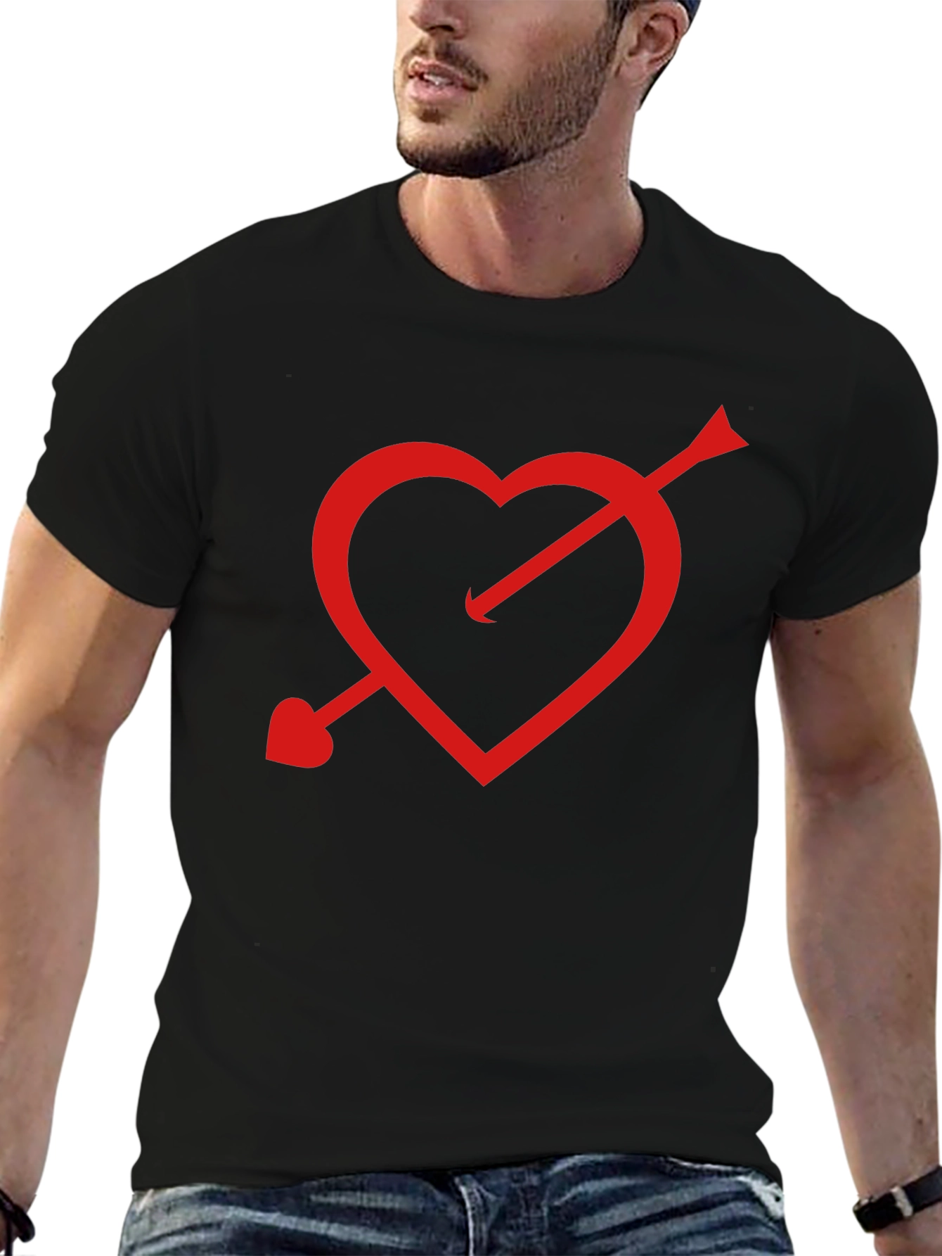 Cupids Arrow Heart T-Shirt - Black