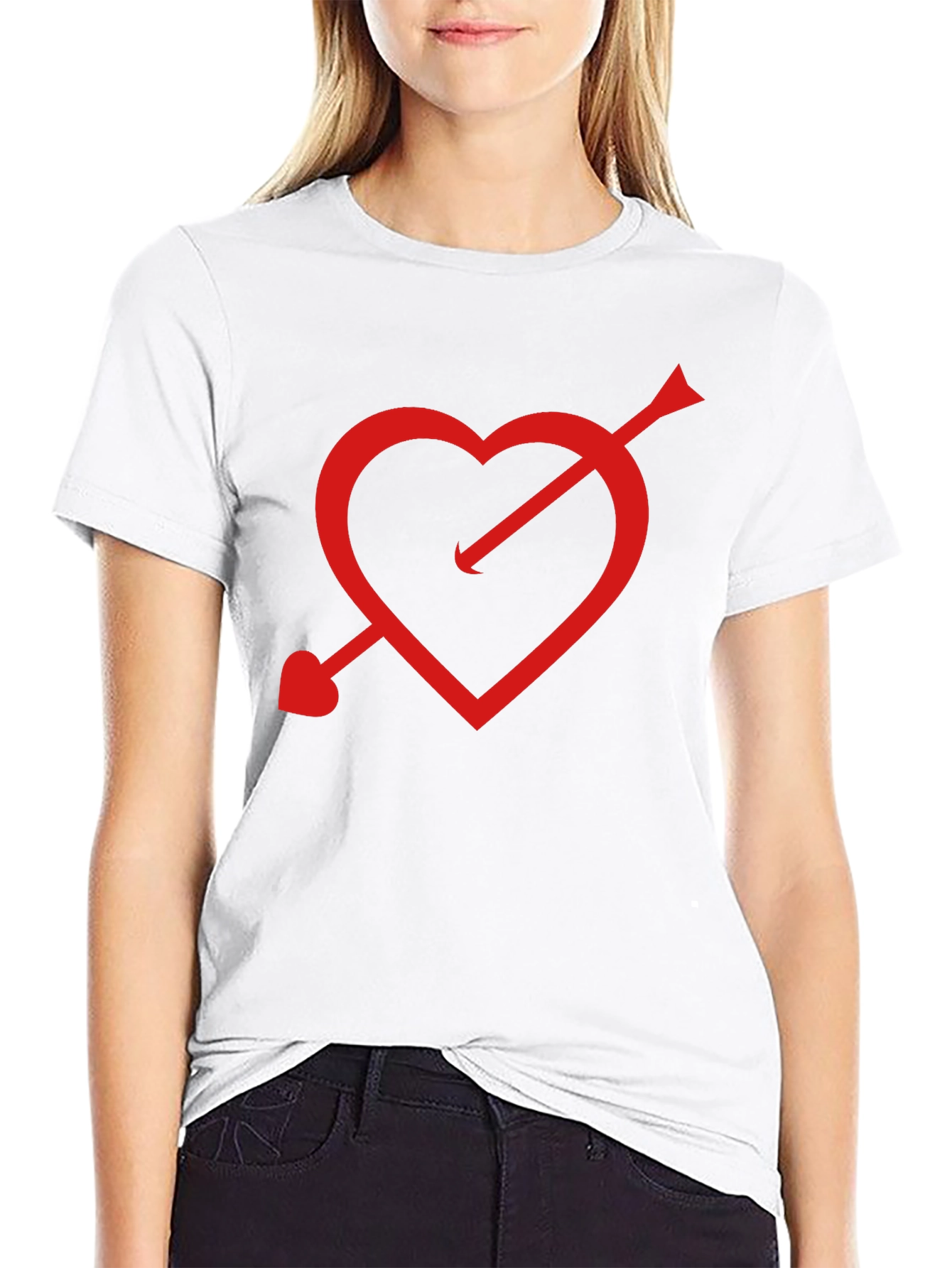 Cupids Arrow Heart T-Shirt - Black