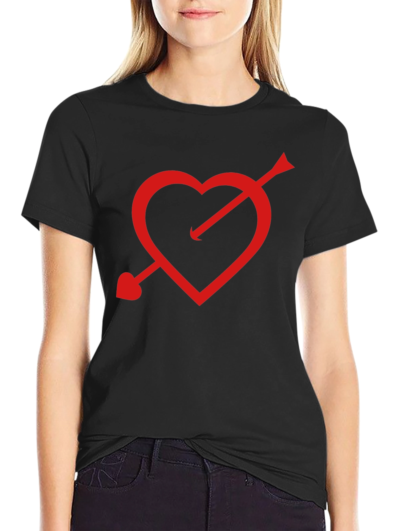 Cupids Arrow Heart T-Shirt - Black