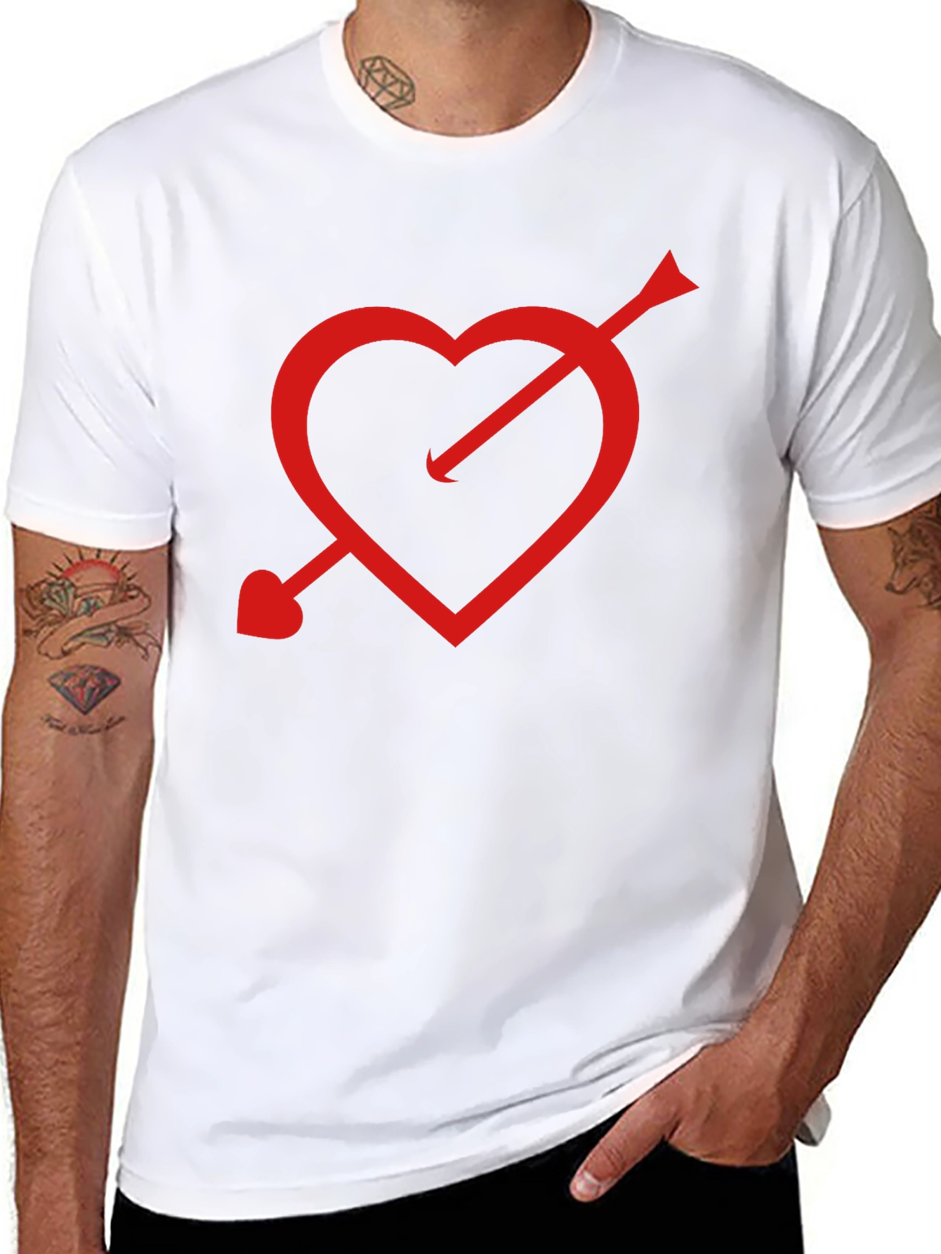 Cupids Arrow Heart T-Shirt - Black