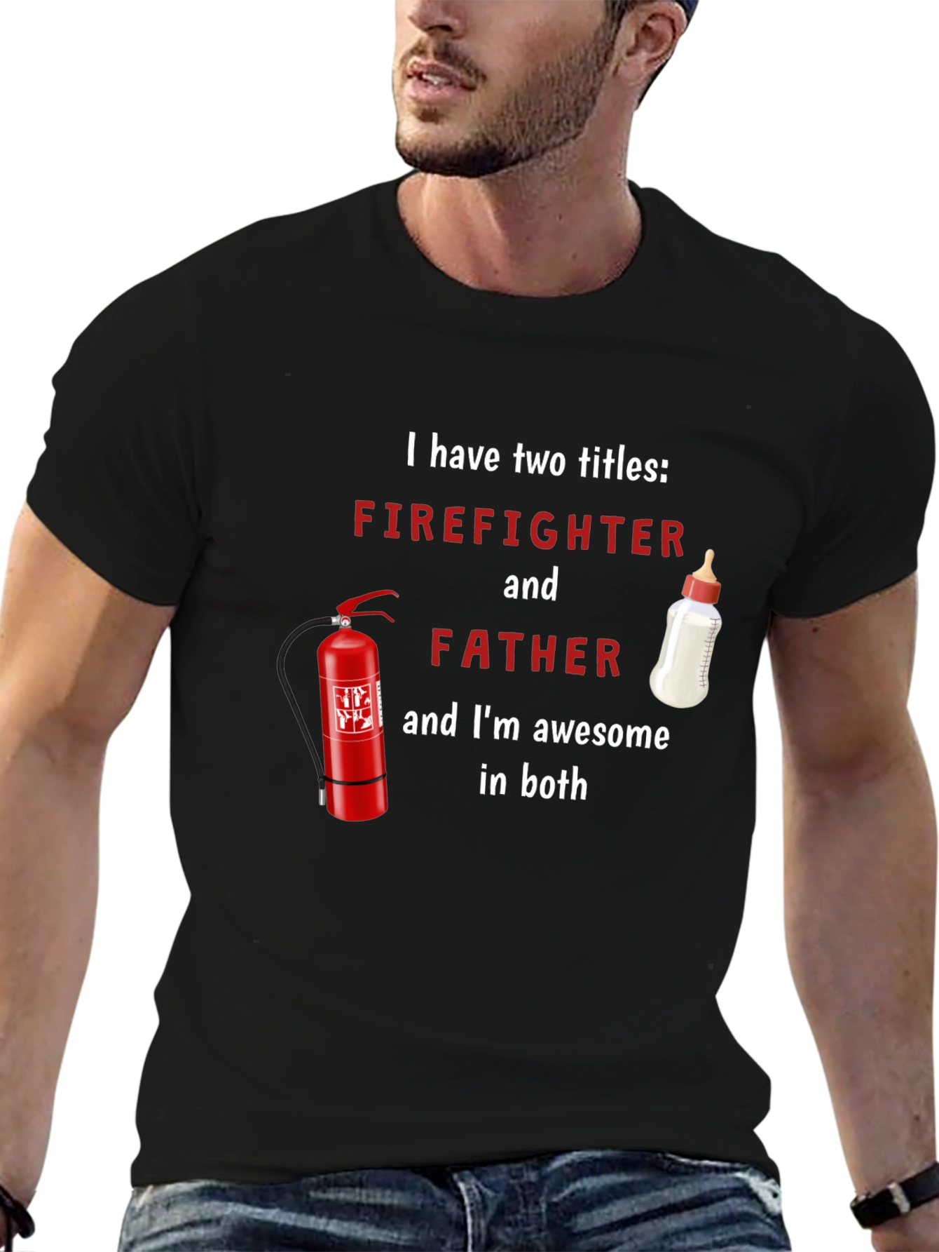 Firefighter Father T-Shirt - Awesome Dad Tee