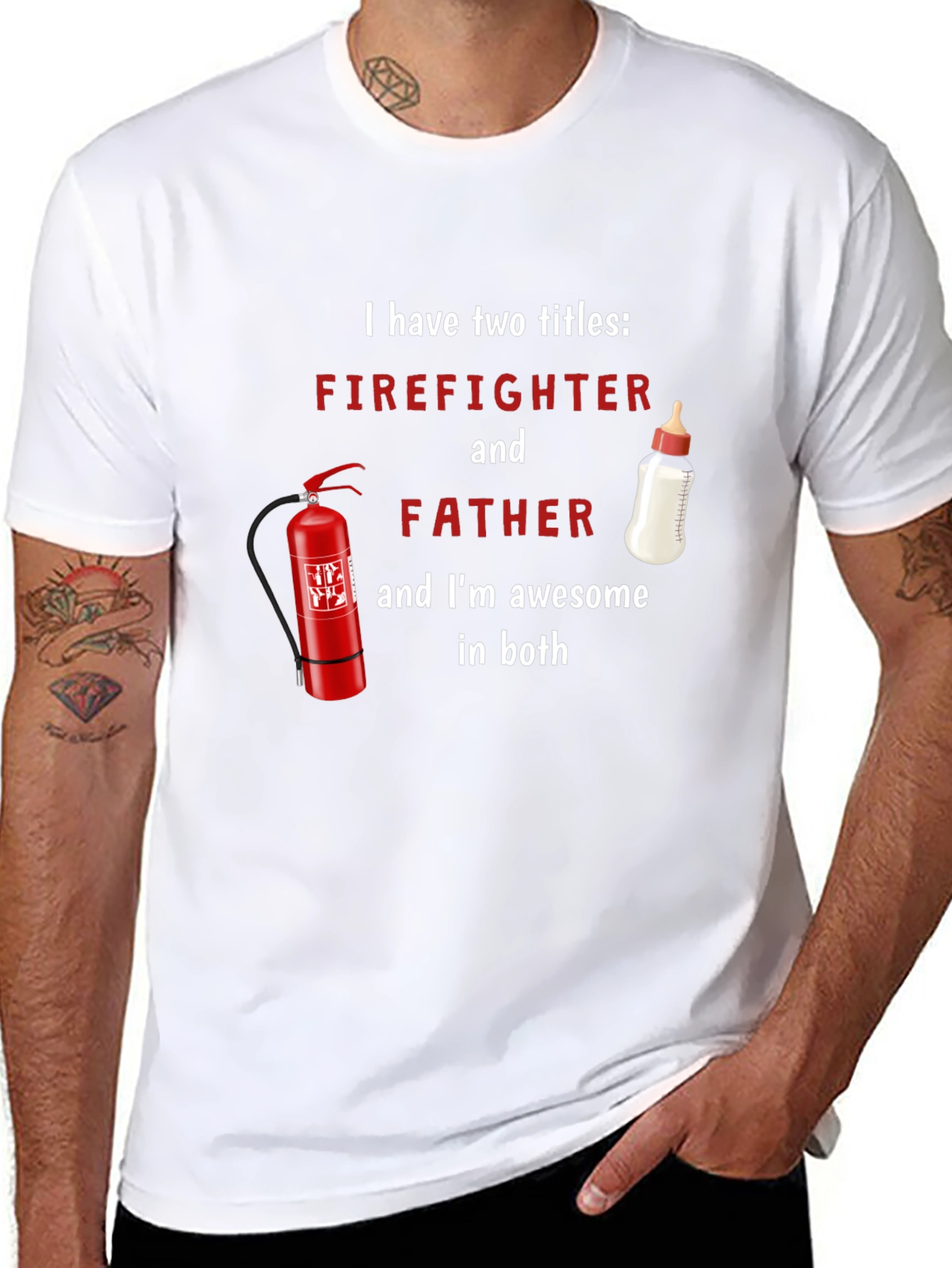 Firefighter Father T-Shirt - Awesome Dad Tee