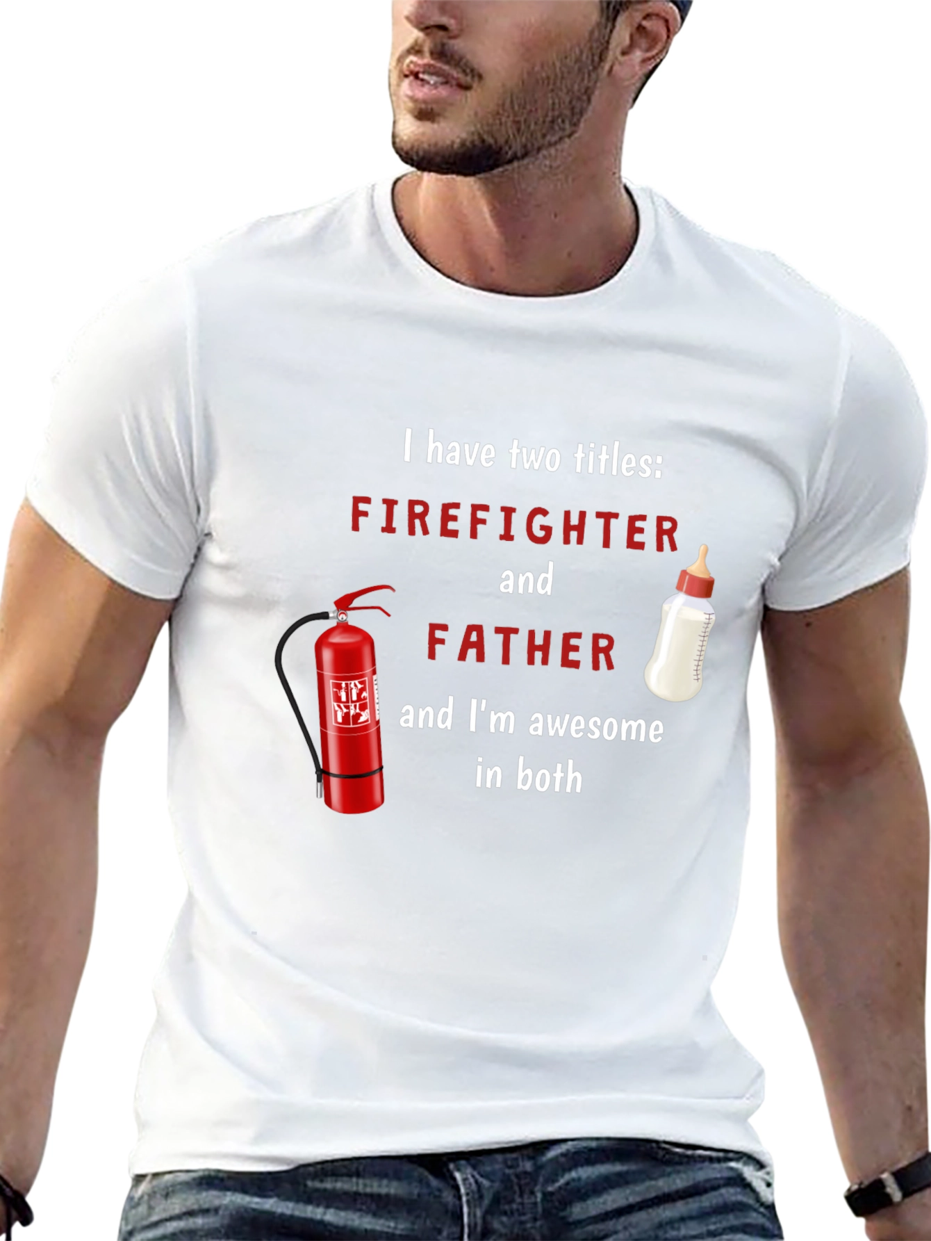 Firefighter Father T-Shirt - Awesome Dad Tee