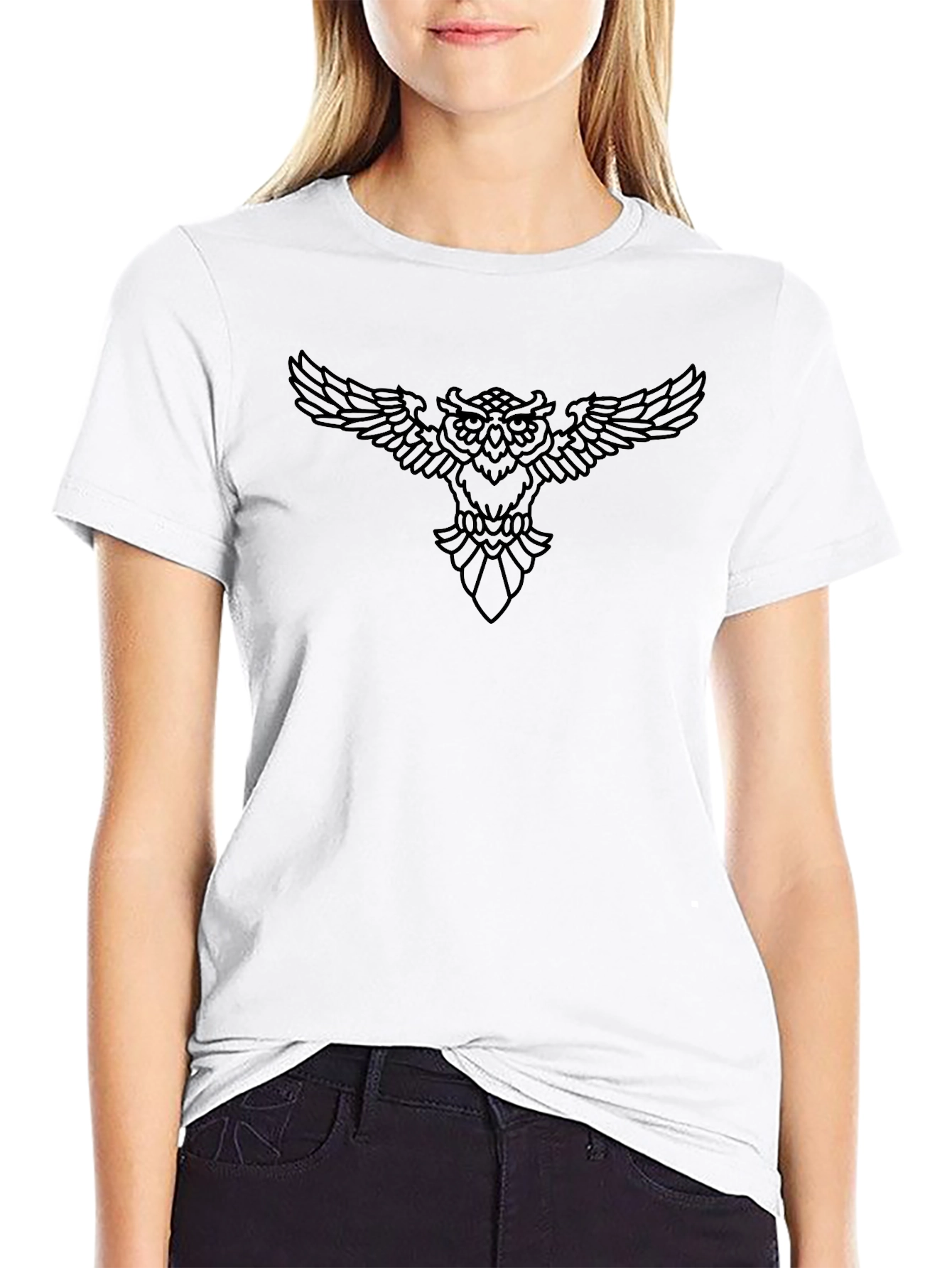 Mens Black Owl Graphic Print T-Shirt