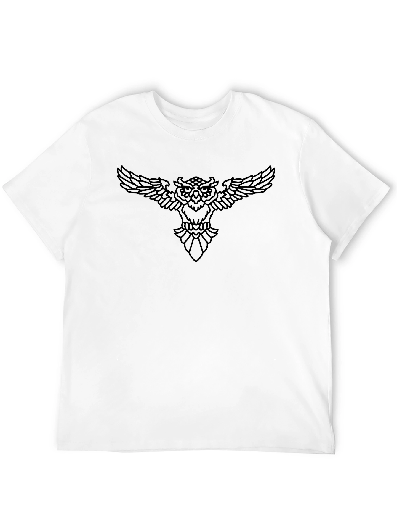 Mens Black Owl Graphic Print T-Shirt