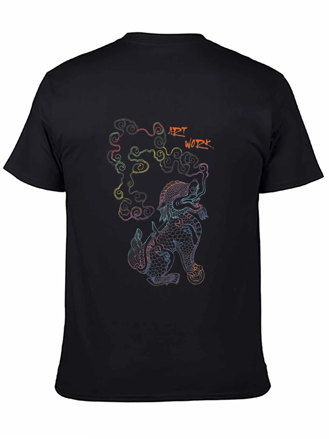 Art Work Dragon Graphic Black T-Shirt