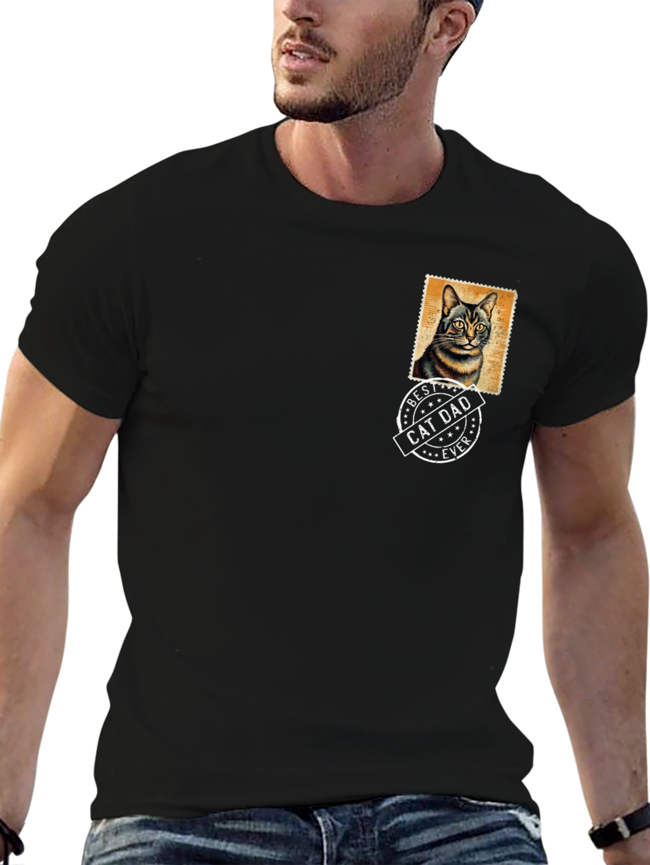 Best Cat Dad Ever Black T-Shirt
