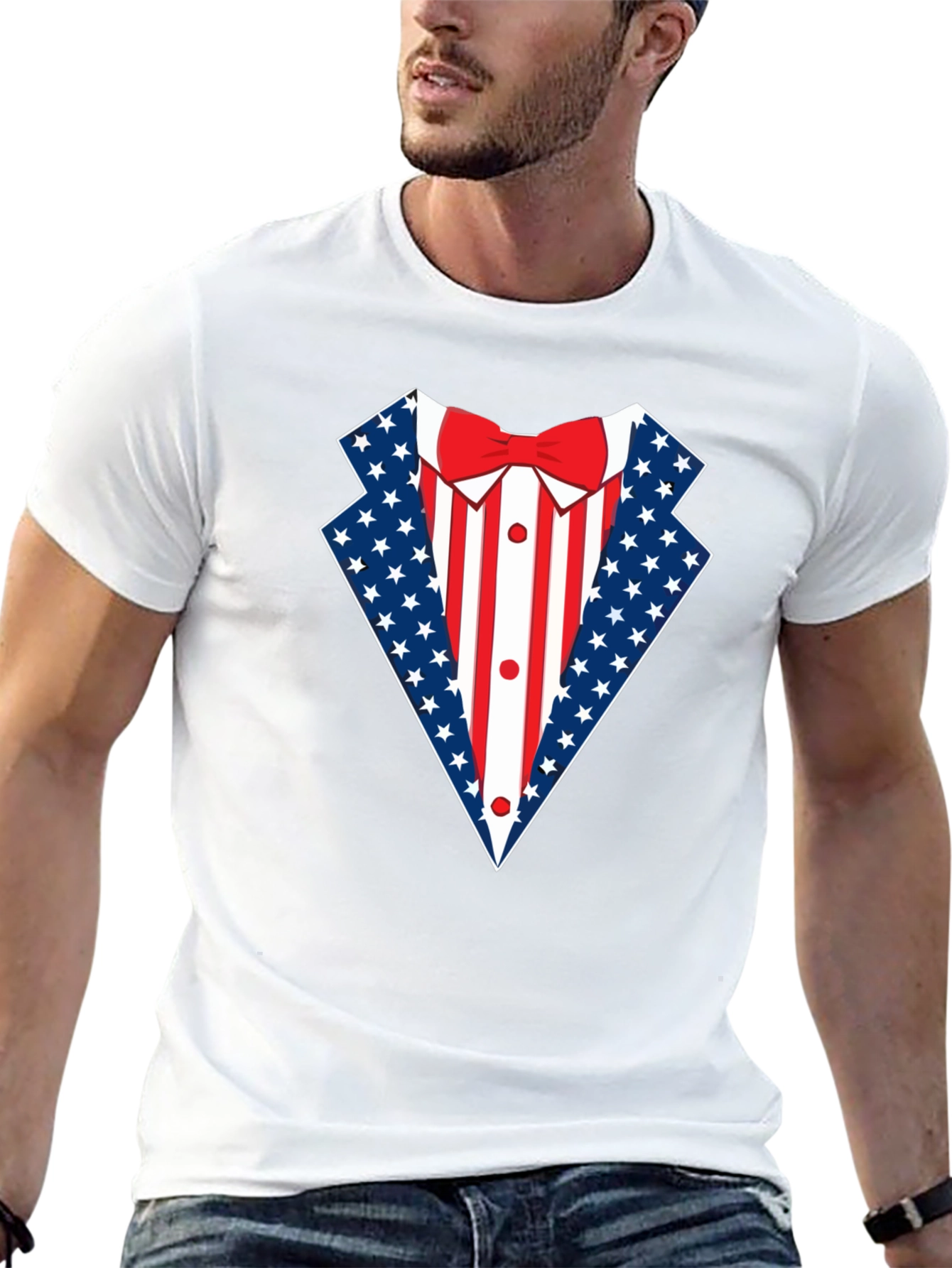 Patriotic USA Flag Tuxedo T-Shirt
