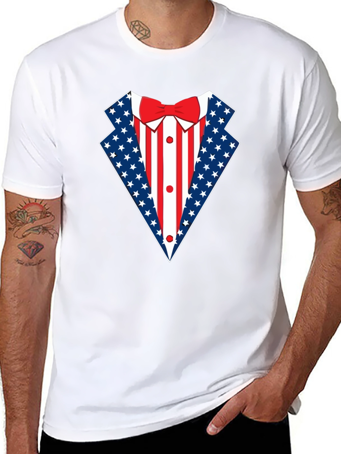 Patriotic USA Flag Tuxedo T-Shirt