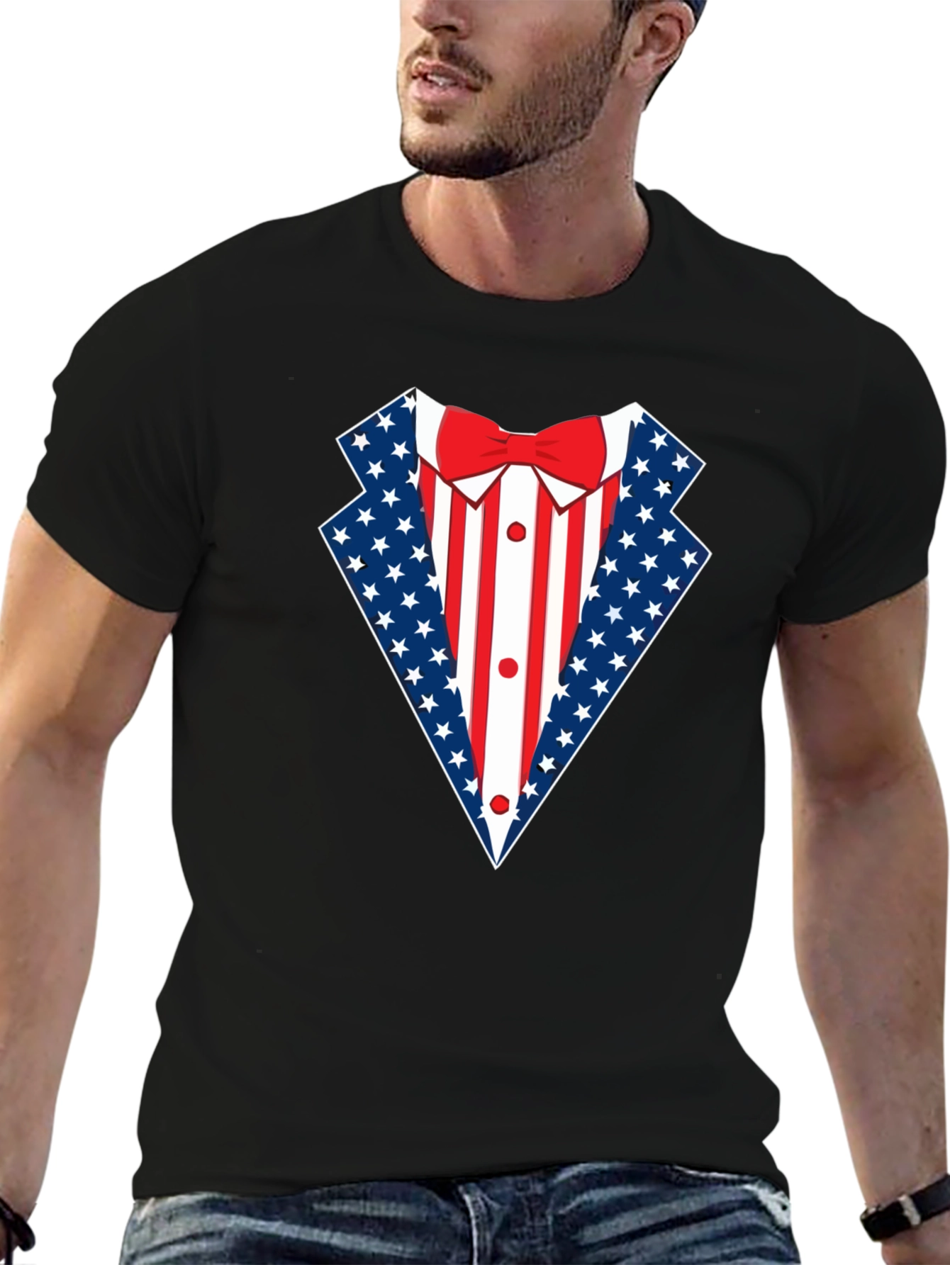 Patriotic USA Flag Tuxedo T-Shirt